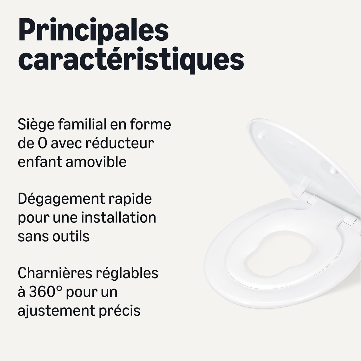 Thumbnail 1 de Amazon Basics Siège WC Ovale Familial avec Anneau Amovible pour Enfant – Ajustable, fermeture en douceur, blanc porcelaine