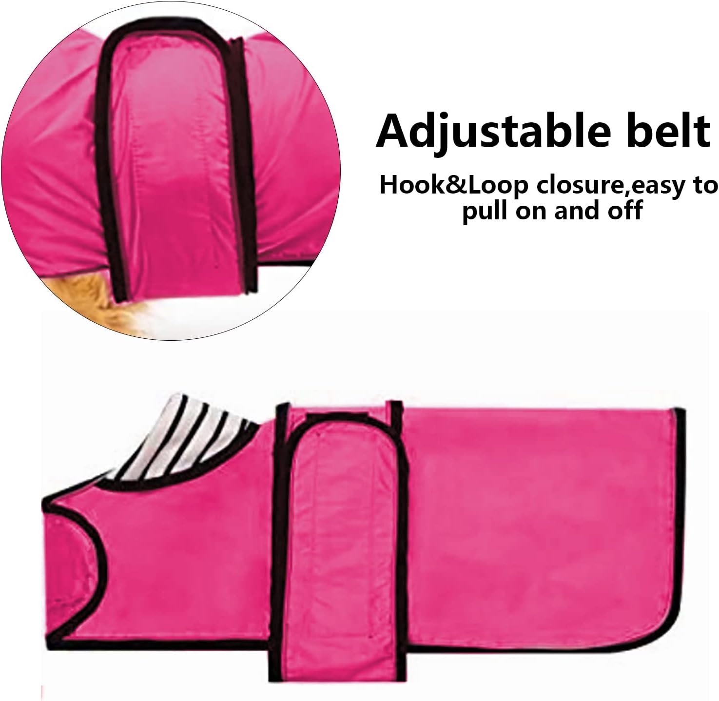 Thumbnail 3 de Morezi Dachshund coat for miniature dachshunds – pink waterproof rain coat with reflective stripe (XSmall)