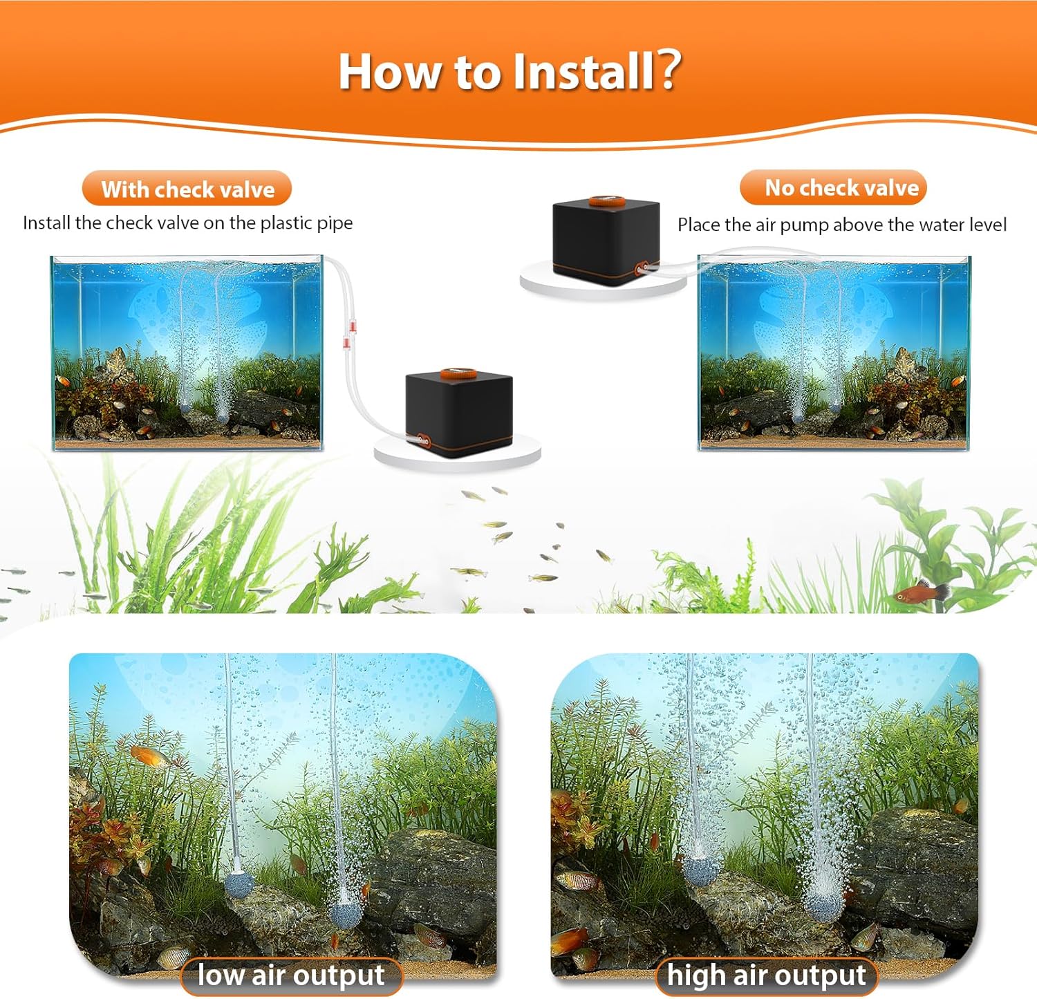 Thumbnail 5 de hygger Aquarium Air Pump (11W) with 2 Air Outlets – ultra-quiet adjustable aeration for fish tanks up to 2200 litres