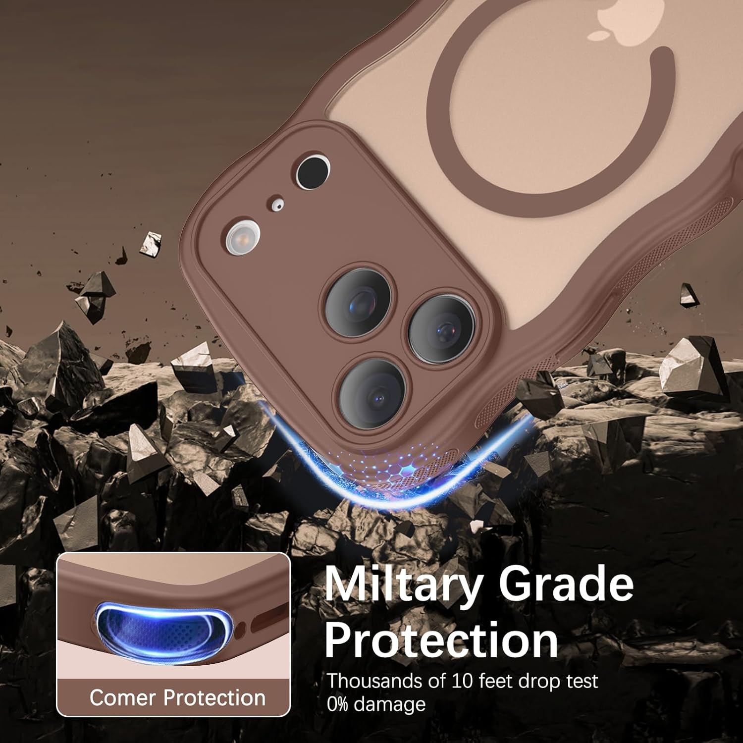 Thumbnail 5 de BENTOBEN Hülle für iPhone 17 Pro Max (Mag-Safe kompatibel) Wave – dünn, matt, braun