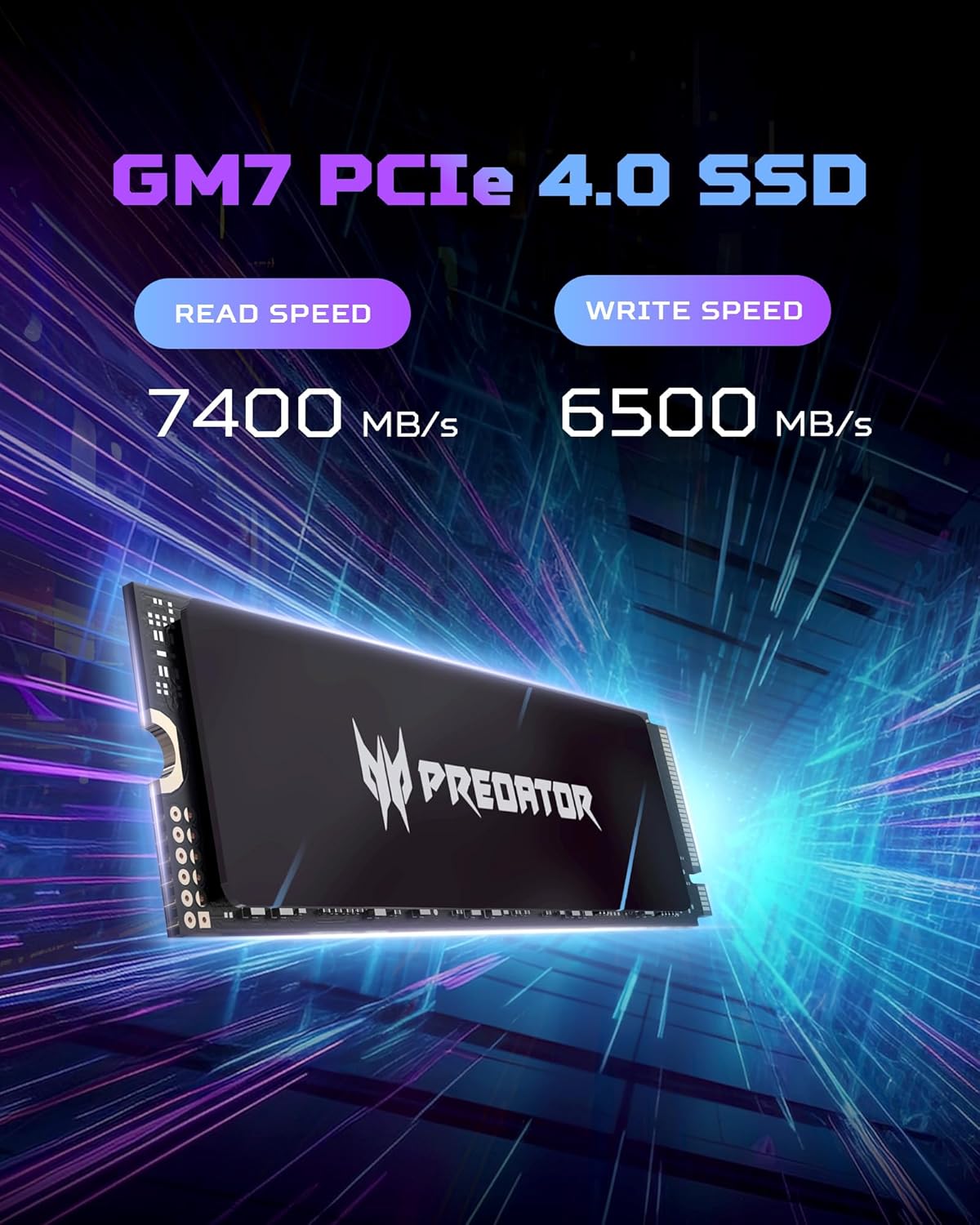 Detalle de Acer Predator GM7 1TB M.2 2280 NVMe Gen 4 PCIe x4 SSD (BL.9BWWR.118)