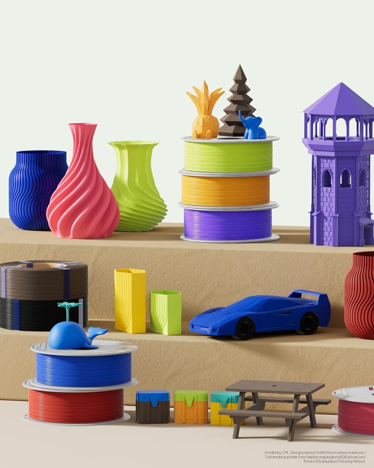 Thumbnail 6 de ELEGOO PLA Basic Refill Filament 1.75mm Bundle (4kg) – Black, White, Red & Cobalt Blue