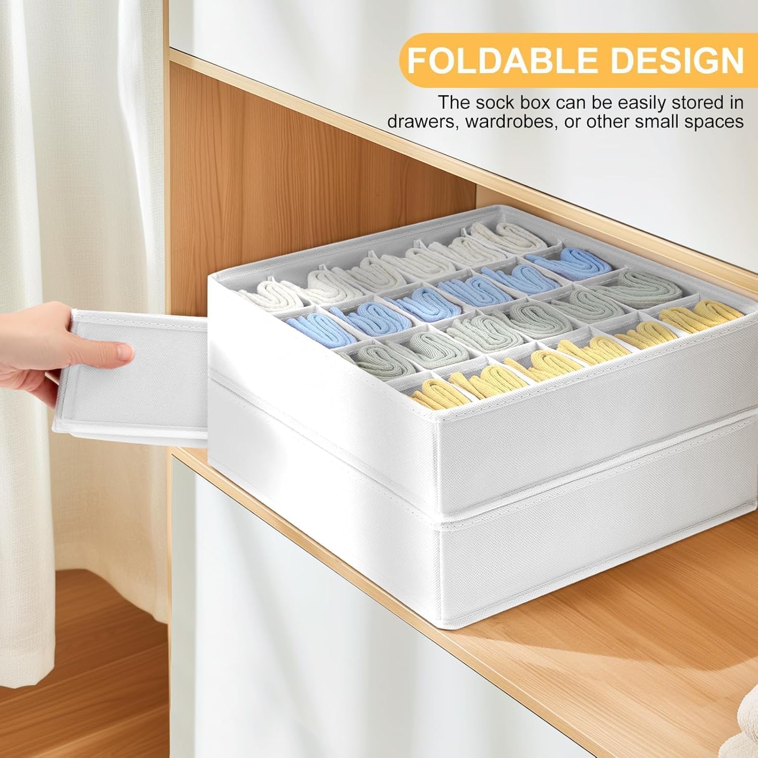 Thumbnail 6 de DIMJ 6-Pack Foldable Sock Drawer Organisers – White, 24 Cells, 11.81 x 11.81 x 3.54in