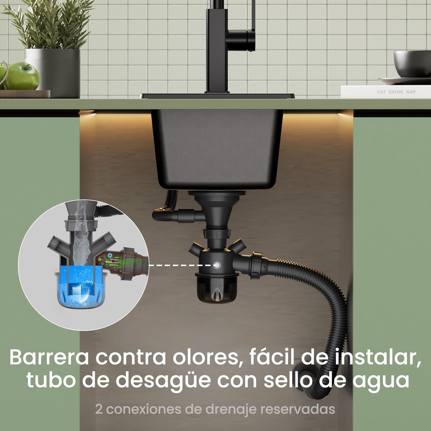 Thumbnail 6 de CECIPA Lavello in granito nero 30x45 cm rettangolare con set di scarico