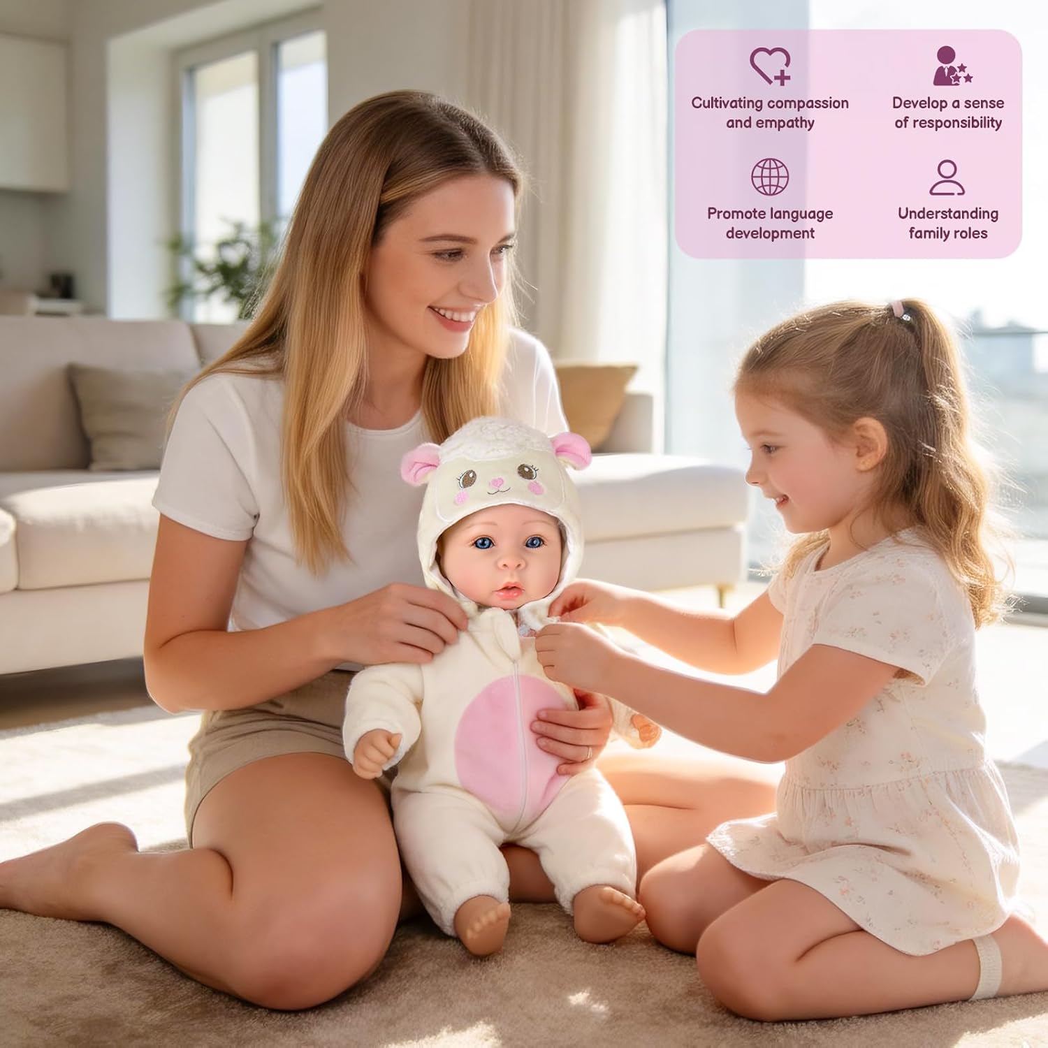 Thumbnail 5 de Aori Baby Doll Realistic 17-Inch with Feeding Kit: Safe, Poseable Realism for Kids, Parents, and Collectors