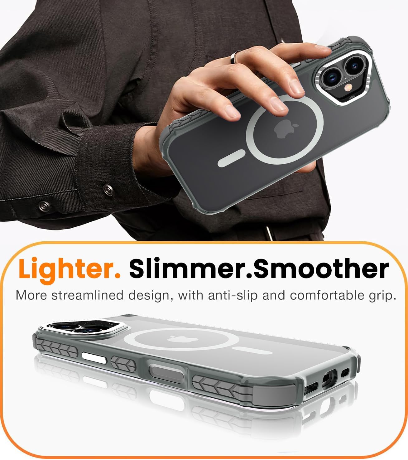 Thumbnail 6 de DEERLAMN Strong Magnetic Case for iPhone 17 6.3-Inch (Frosted Gray) with Military Grade Drop Protection