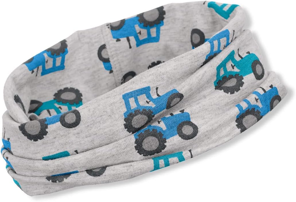 Detalle de Sterntaler Multifunktionstuch Traktor – Jungen Halstuch & Mütze aus Melange-Singlejersey mit UV-Schutz 50+ (Größe 1, silber)