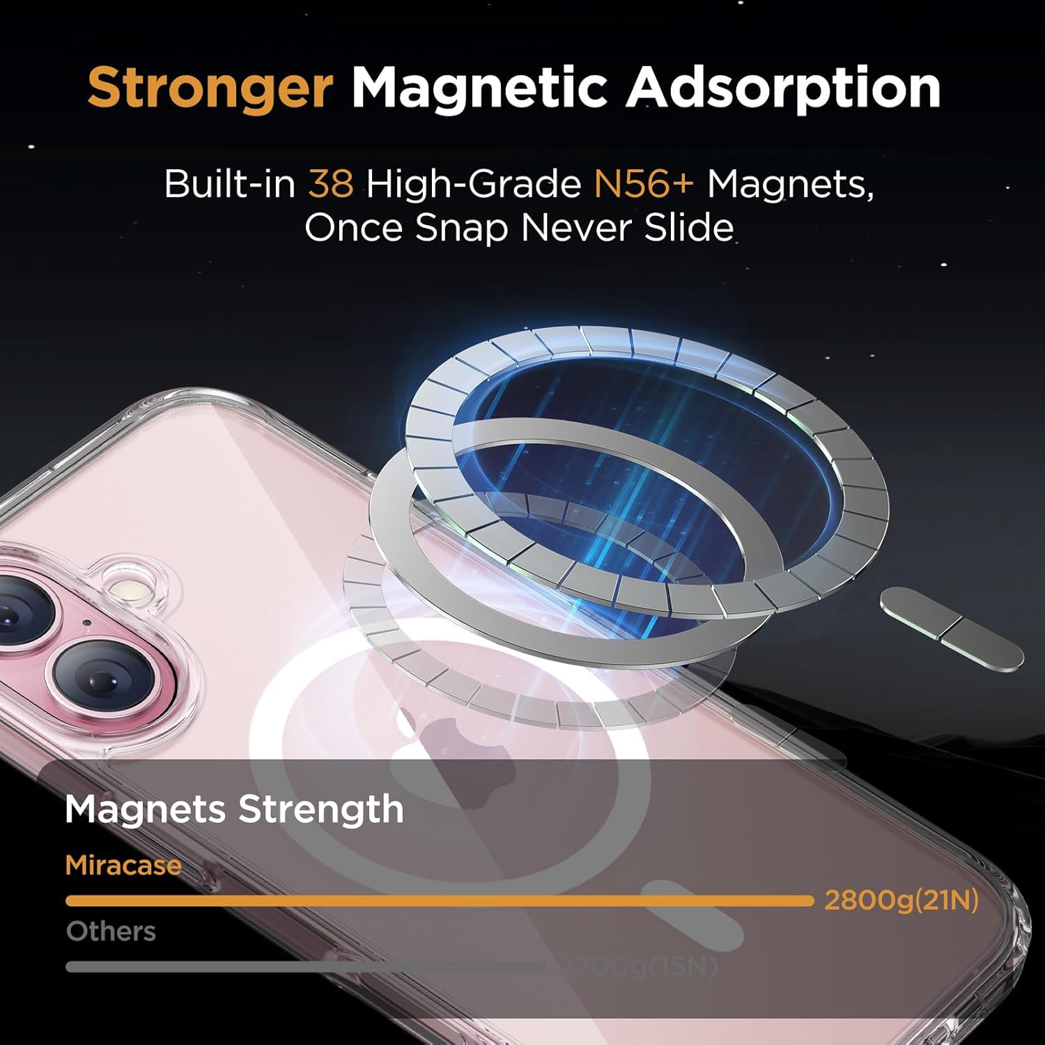 Thumbnail 3 de Miracase for iPhone 17 MagSafe Case (6.3") with 9H+ Screen Protector & Strong Magnet, Matte Clear