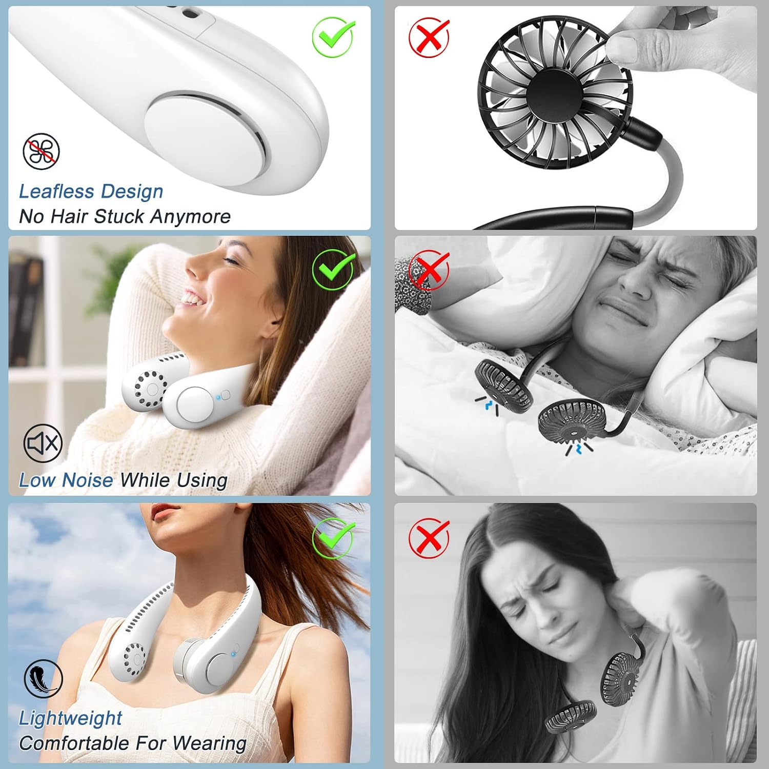 Thumbnail 3 de Portable Neck Fan with 360° Bladeless Airflow, USB Rechargeable – 3 Speeds