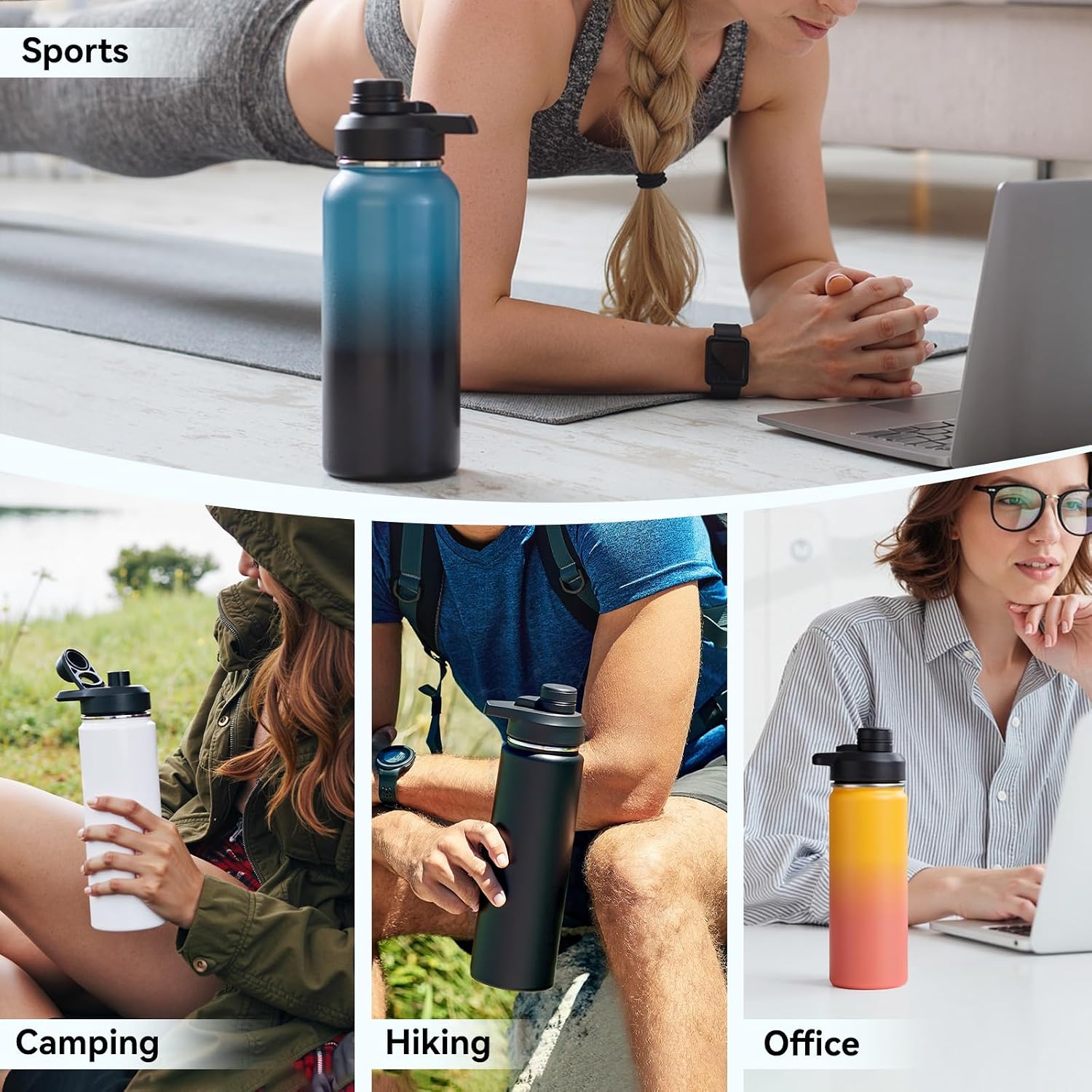Thumbnail 6 de Fijinhom 32-Ounce Insulated Water Bottle with Handle, 304 Stainless Steel, Wide Mouth