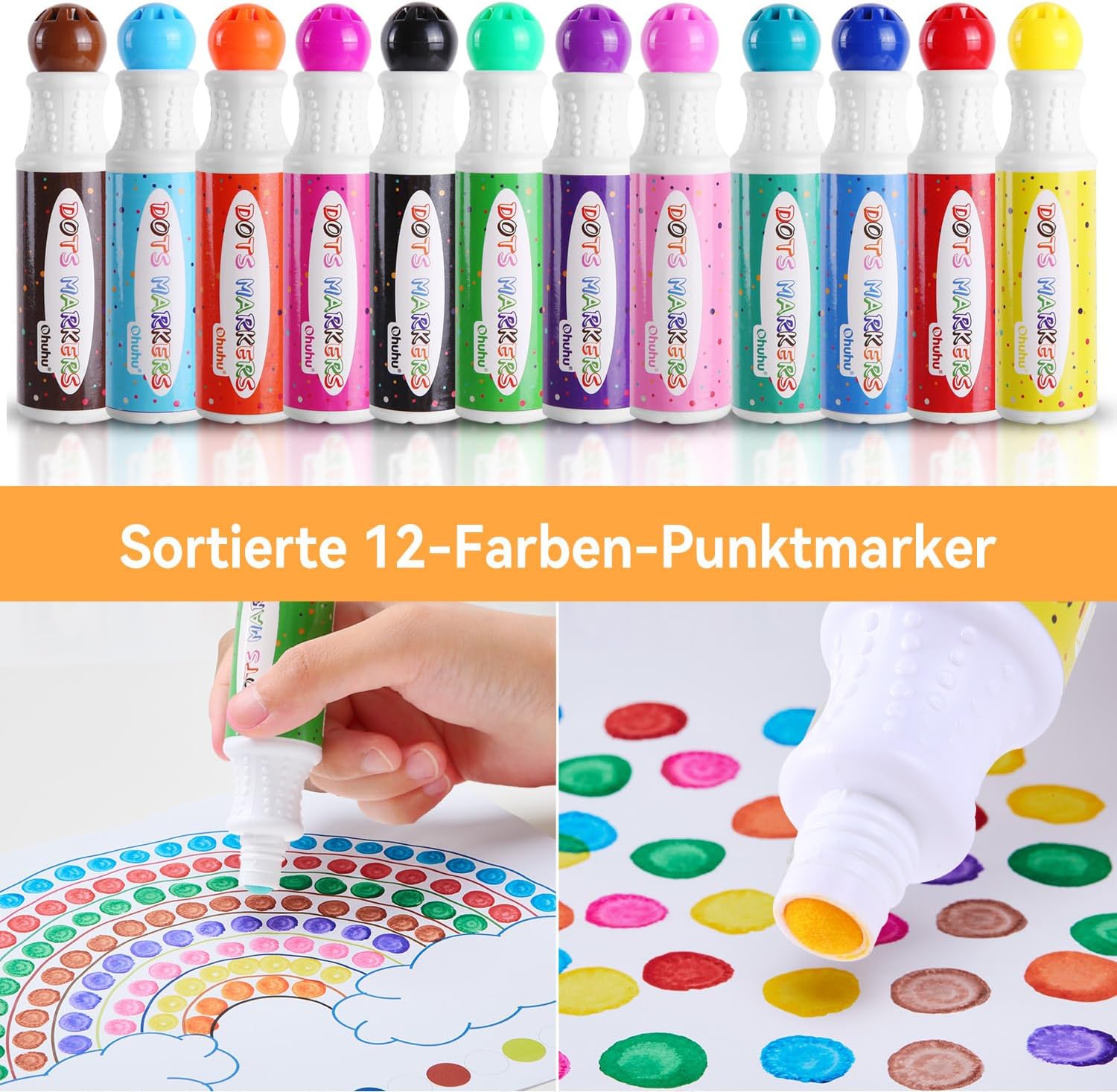 Detalle de Ohuhu Bingo Dot Marker 12 Farben, 40 ml