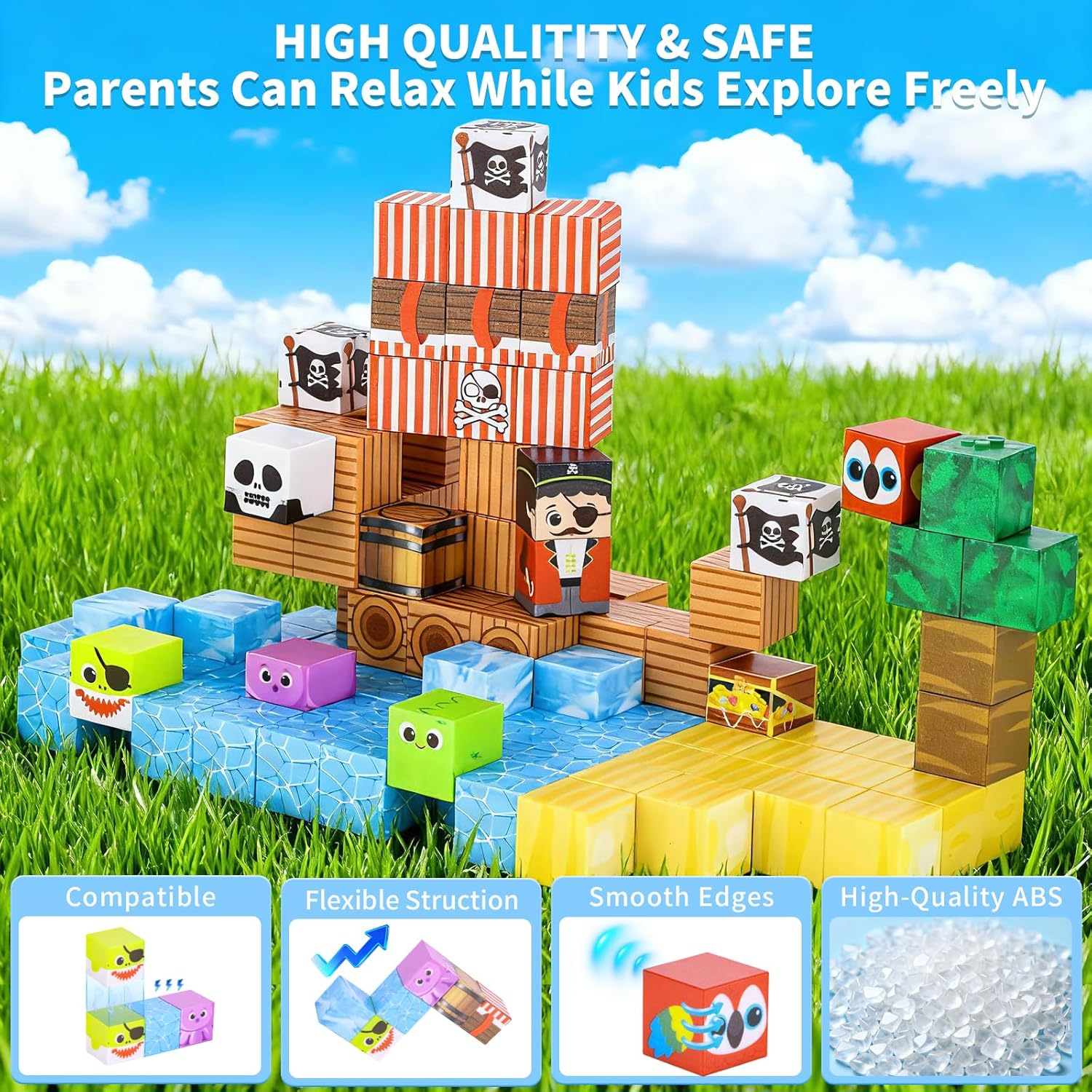 Thumbnail 3 de Pirate ship magnetic blocks for STEM, Age 3-10