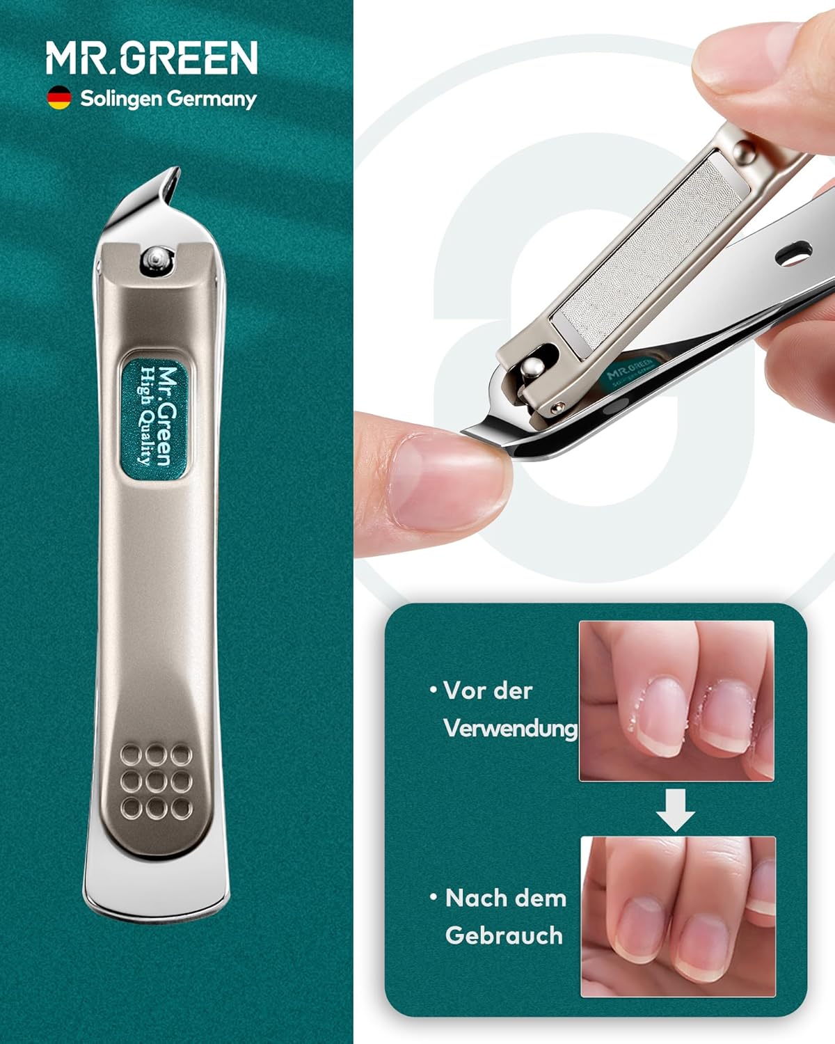 Detalle de MR.GREEN Nagelknipser 3er Set für Reise und Alltag
