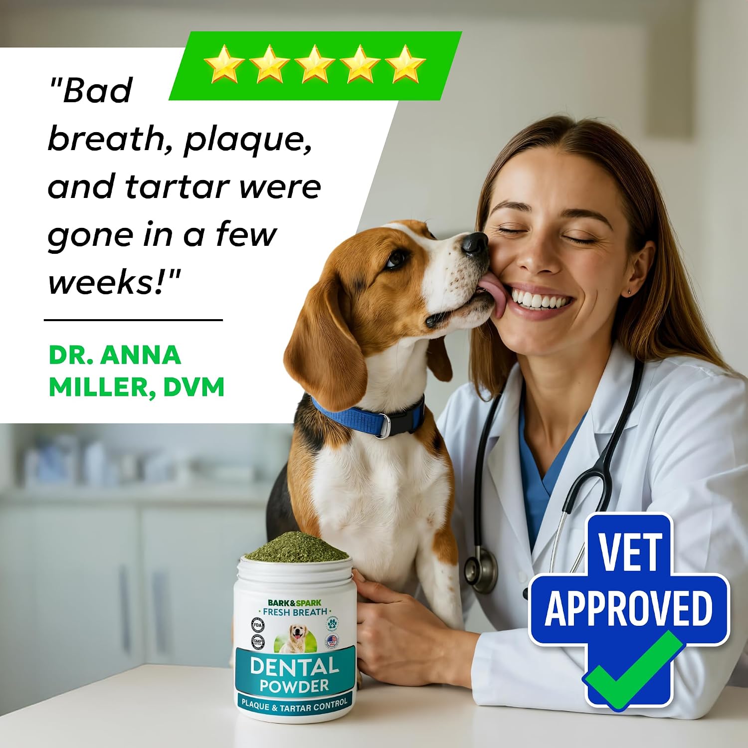 Detalle 2 de BARK&SPARK BS097--PWR02 Dog Dental Powder with Probiotics, Kelp & Green Tea