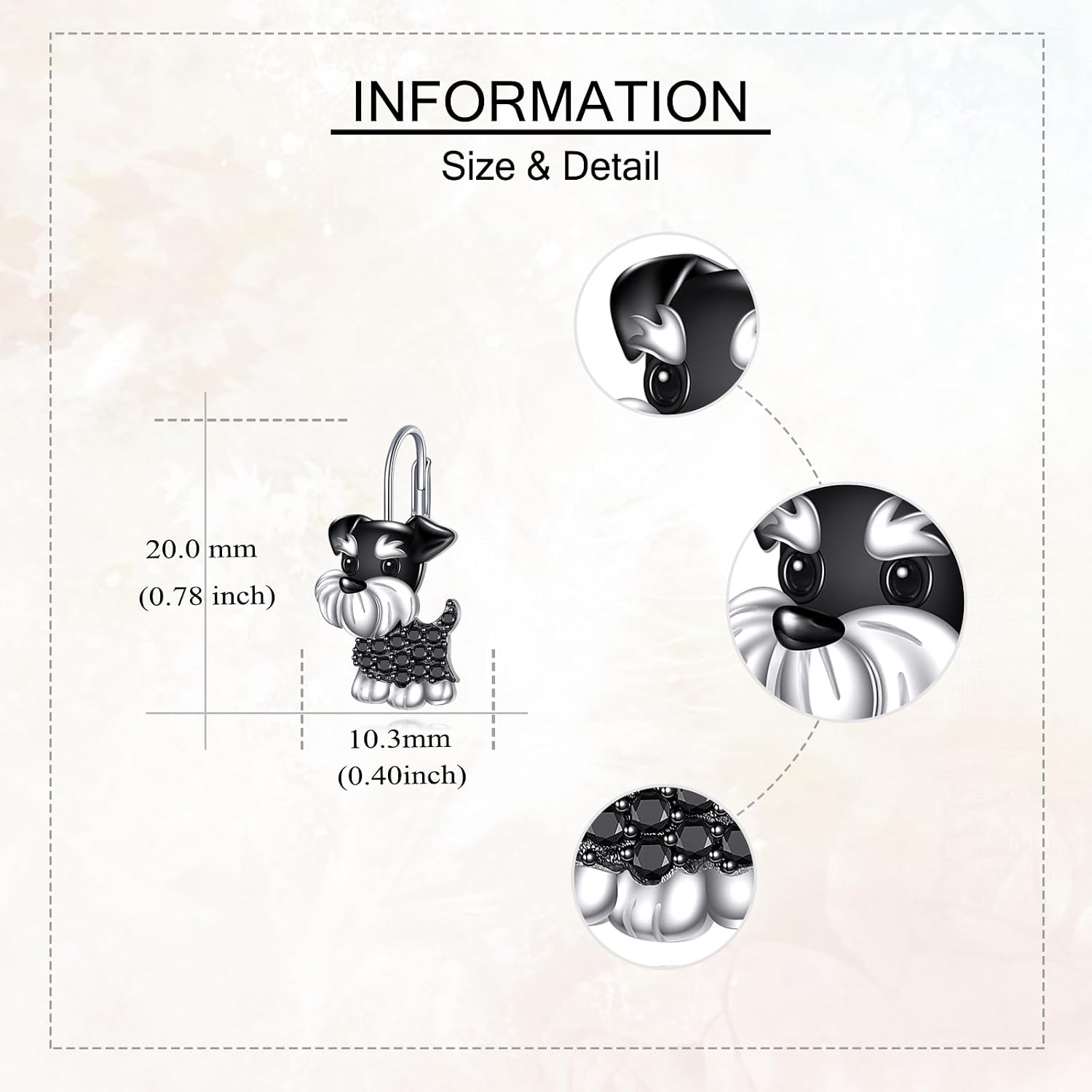 Detalle 2 de URONE Dog Earrings in 925 Sterling Silver with Leverback Closures