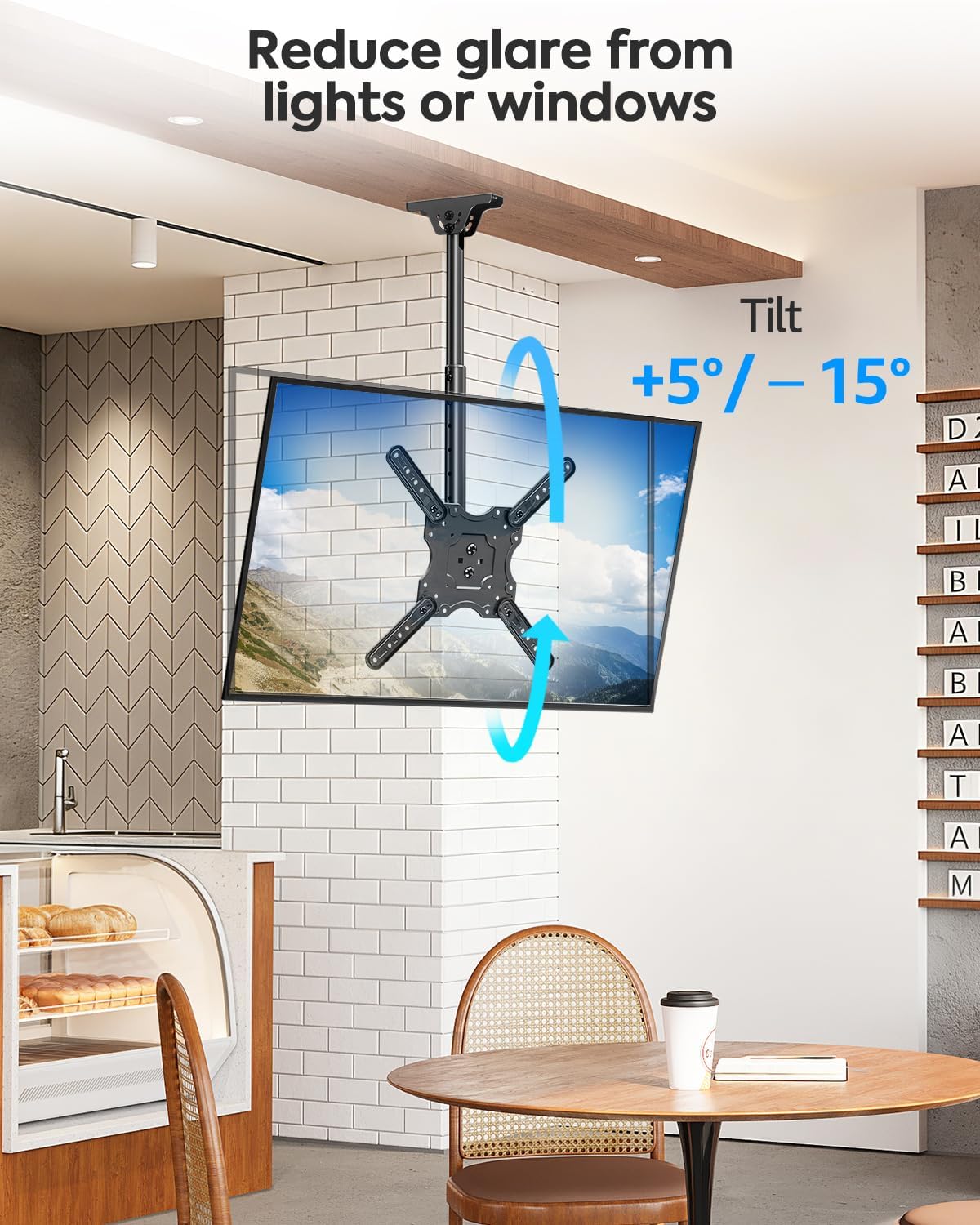 Thumbnail 1 de MOUNTUP MU0039 Ceiling TV Mount for 24''–65'' TVs with Full Motion and Height Adjustment