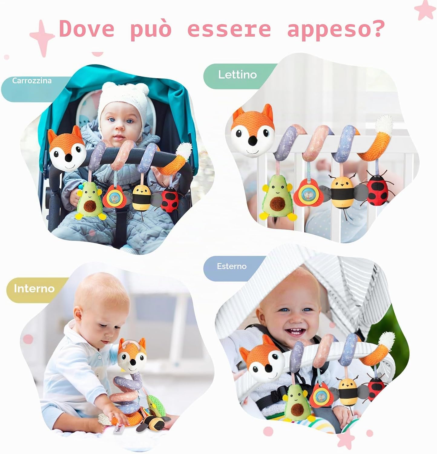Thumbnail 5 de Vicloon Giocattolo a Spirale per Passeggino Neonato – Peluche a spirale, volpe arancione