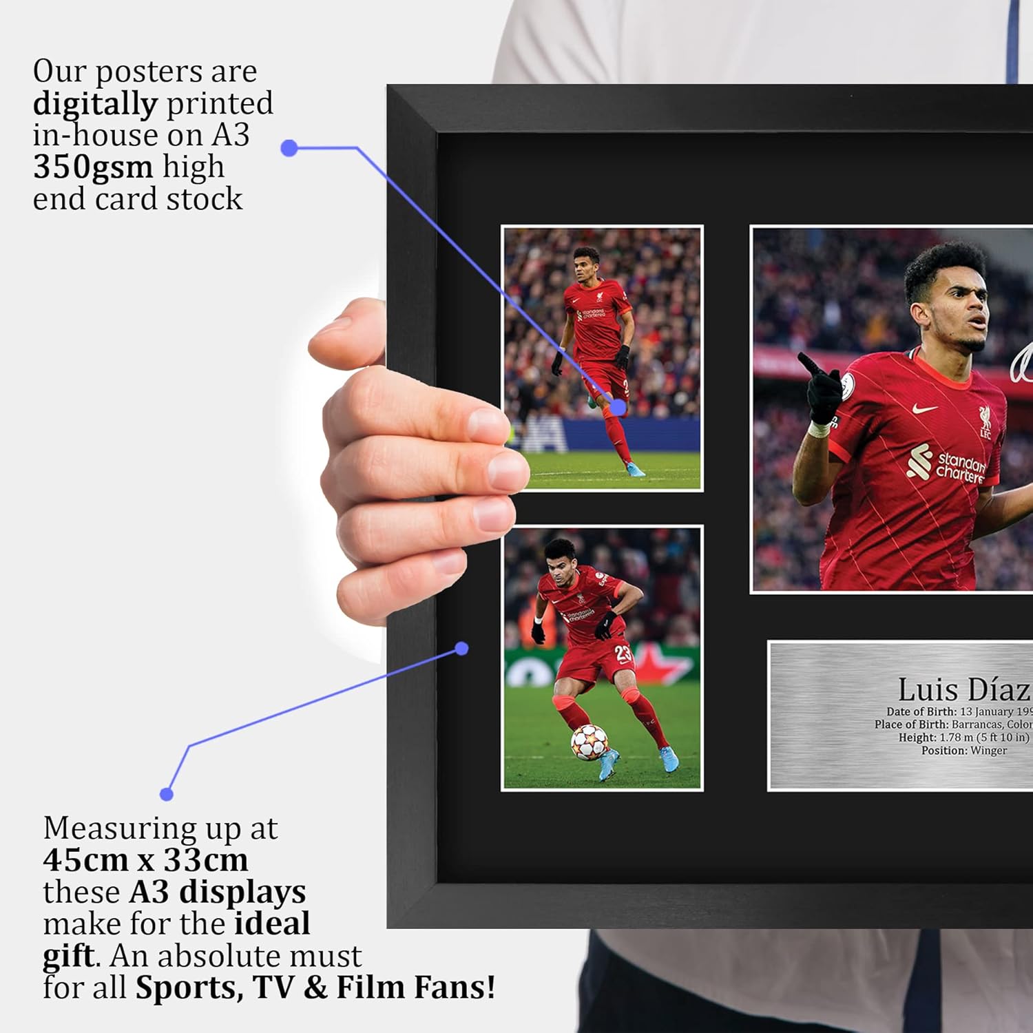 Thumbnail 2 de HWC Trading FR A3 Luis Diaz Liverpool framed signed memorabilia photograph display (A3)
