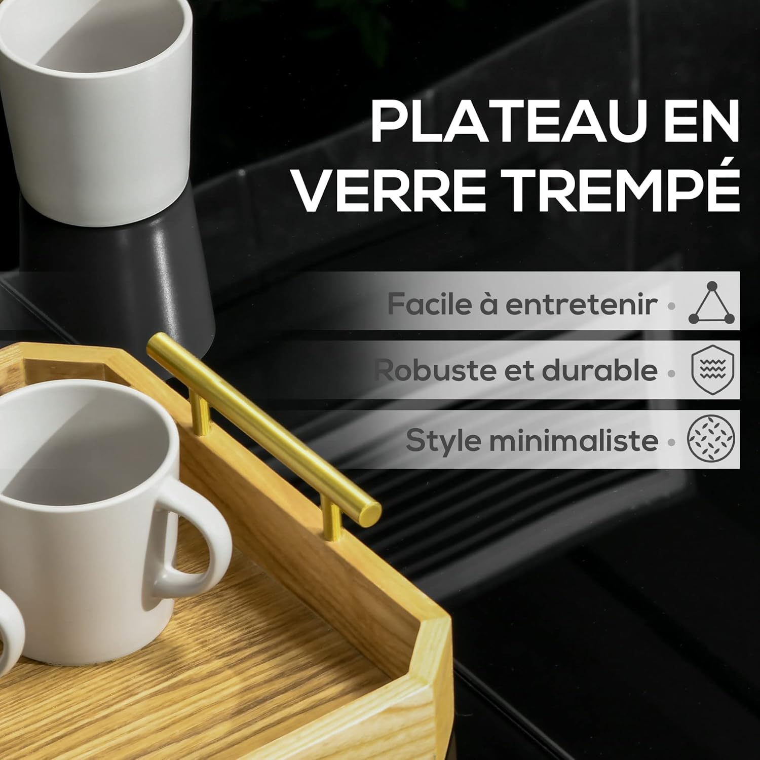 Thumbnail 3 de Outsunny Table de jardin rectangulaire pour 8 personnes en aluminium et verre trempé, 180 x 80 x 72 cm (noir)