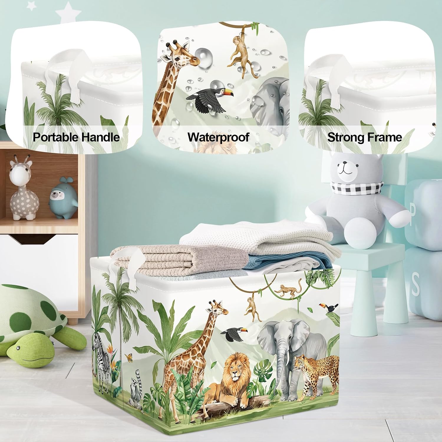 Detalle 2 de HUUMONSS Safari Animals 36L laundry hamper