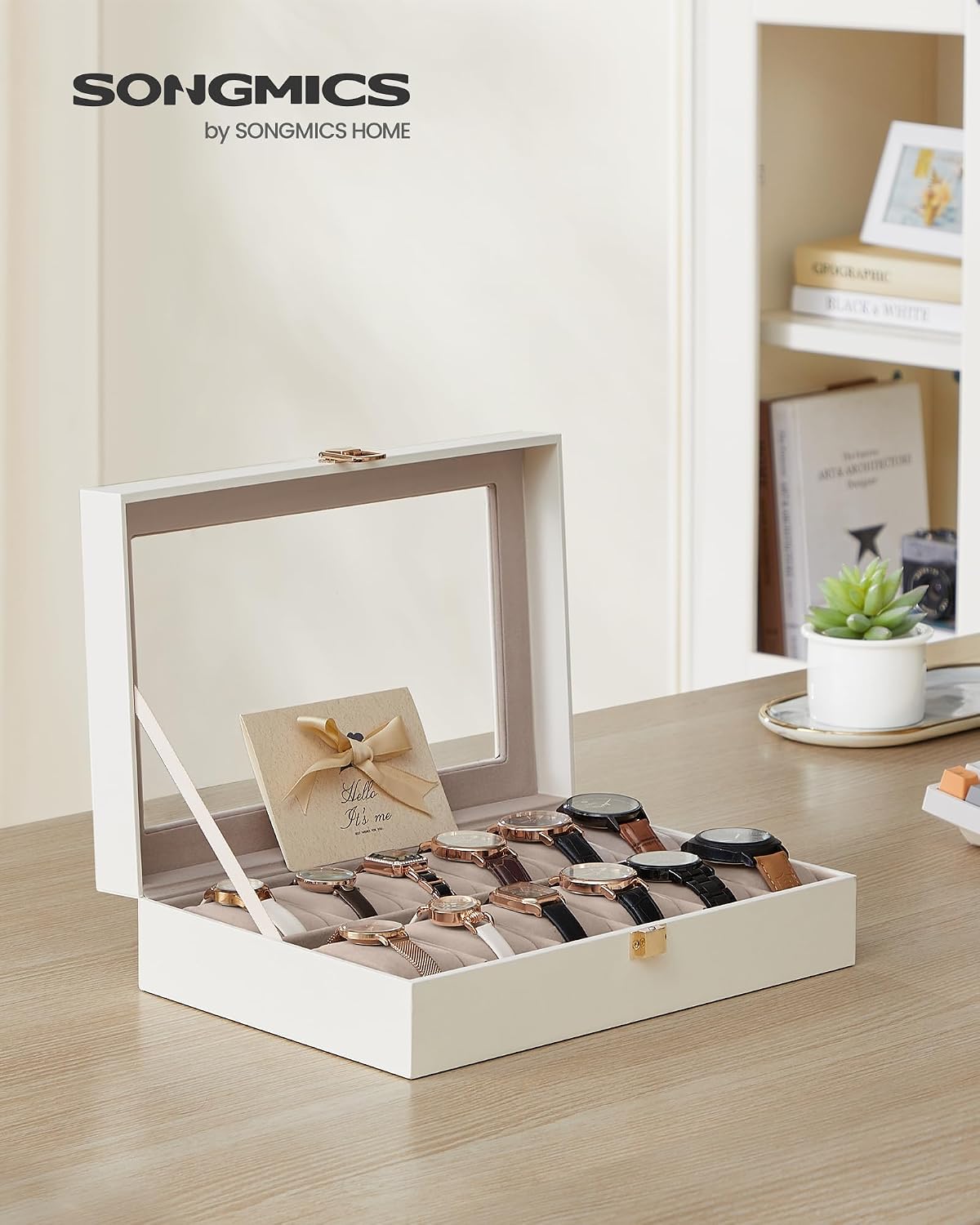Detalle 2 de SONGMICS JWB120W01 12‑slot watch box