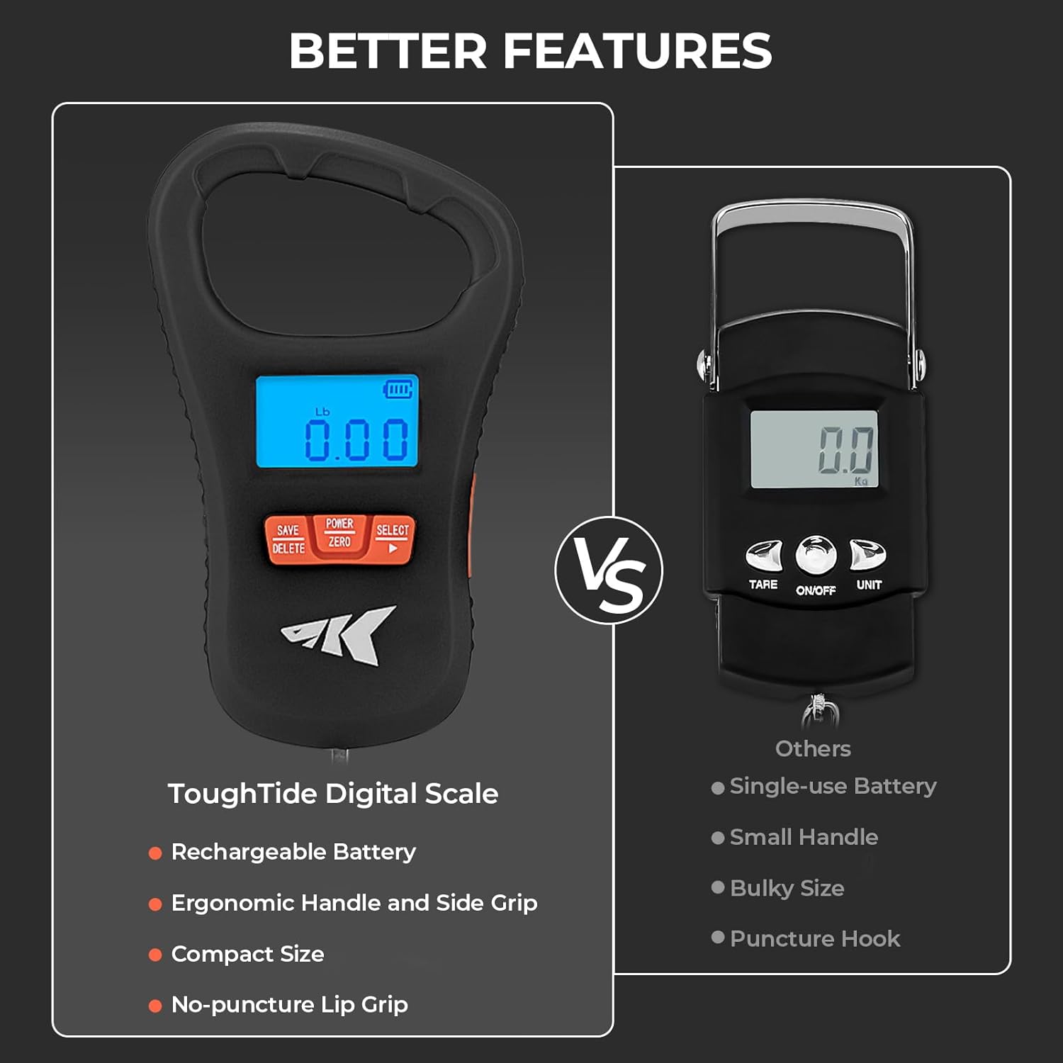 Thumbnail 1 de KastKing ToughTide Fishing Scale: Ultra-Thin, USB-C Rechargeable, 65lb Capacity