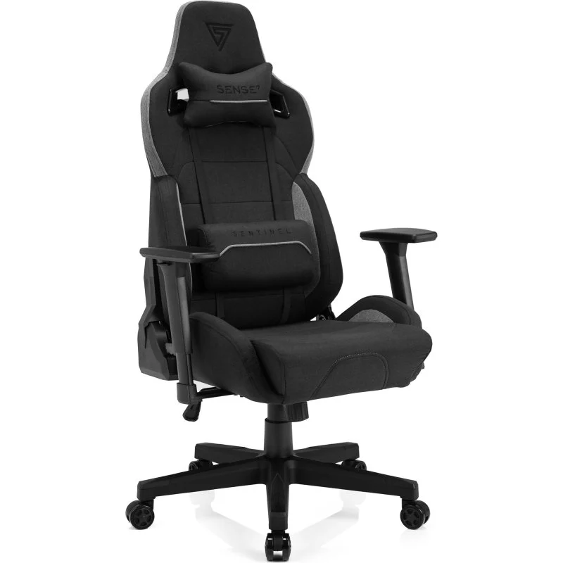 Detalle de Sense7 Sentinel: Silla Gaming de Tela Ergonómica con Soporte Lumbar (Negra/Gris)
