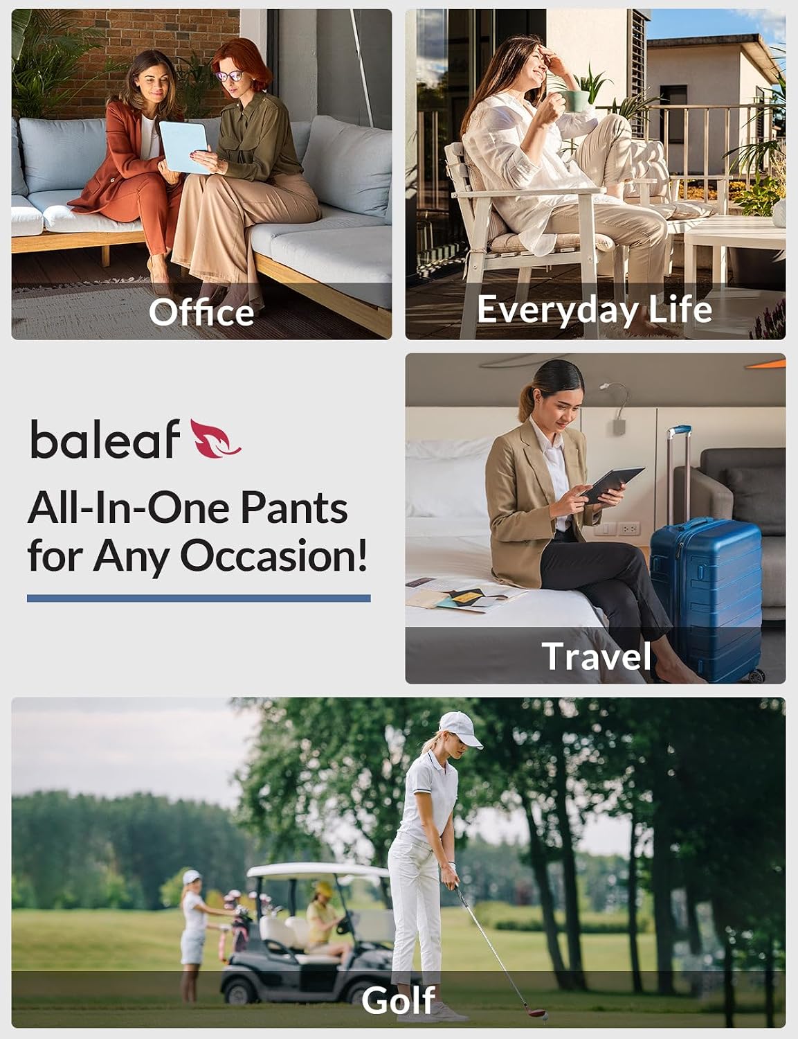Thumbnail 6 de baleaf Women's Golf Pants with Belt Loops: 4-Pocket, UPF 50+, Stretch Travel Dressy Casual Slacks