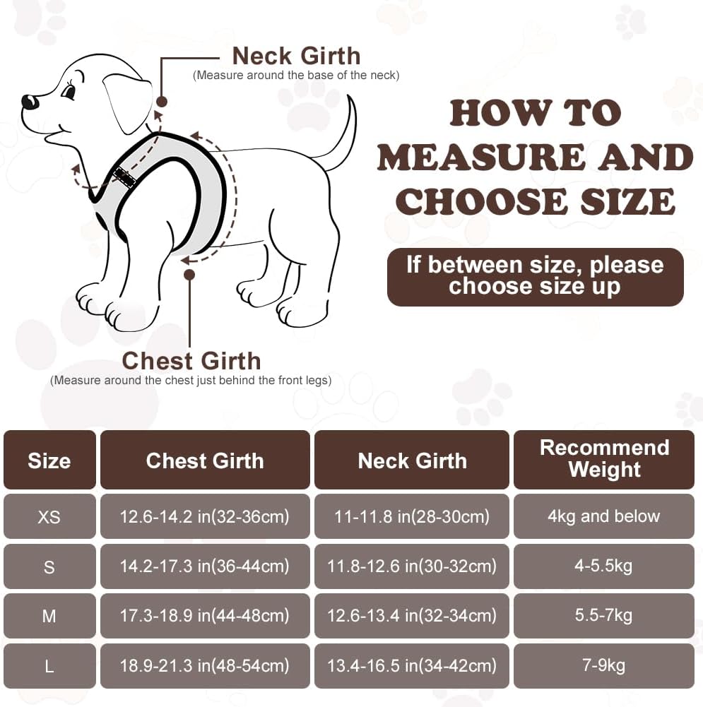 Detalle de OFFCUP Dog Harness and Leash Set (Brown, Size L) – Soft Mesh, Reflective, Easy Walk
