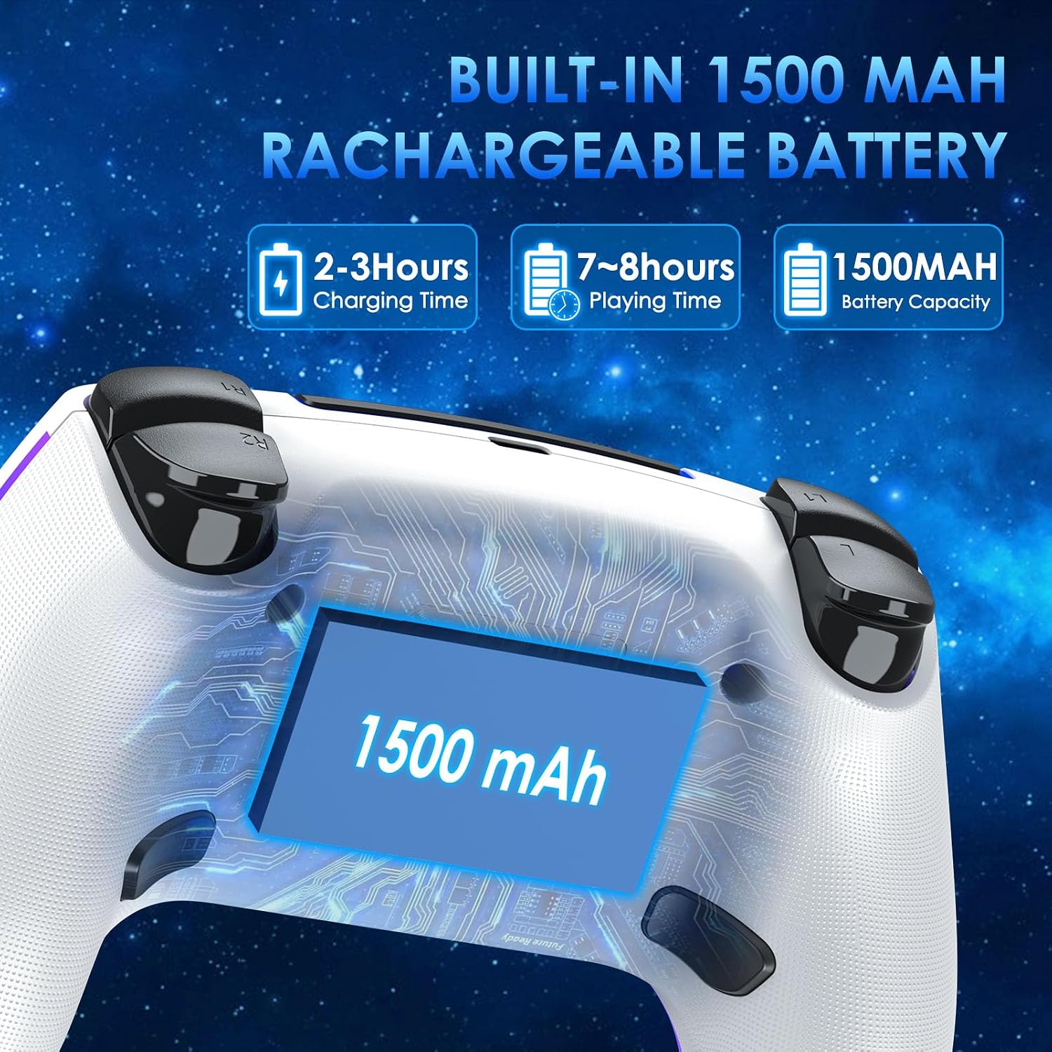 Detalle de JORREP Controller wireless per PS5/Pro/Steam Deck/PC/Mac/iOS con illuminazione RGB e doppia vibrazione
