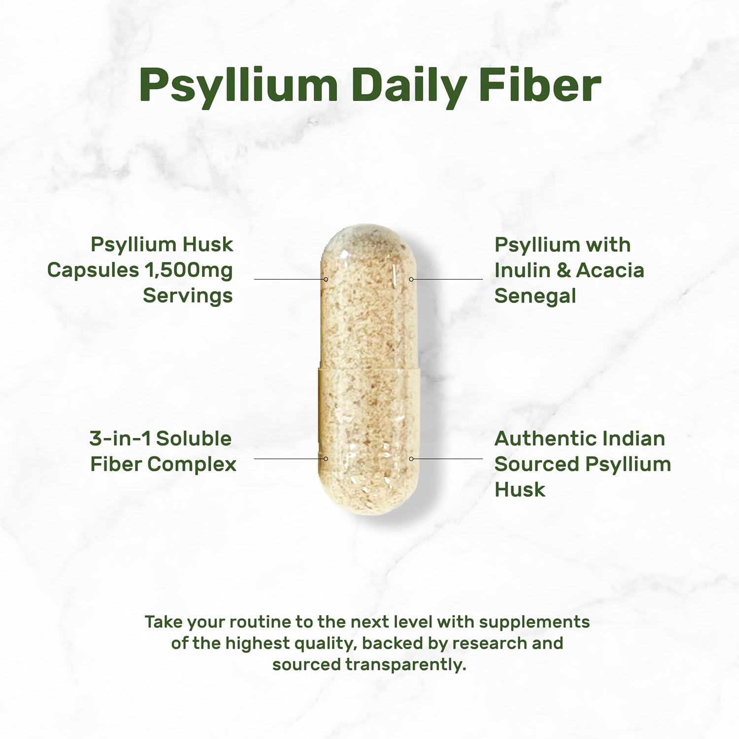 Detalle de Psyllium Husk Fiber Supplement, 300 Capsules