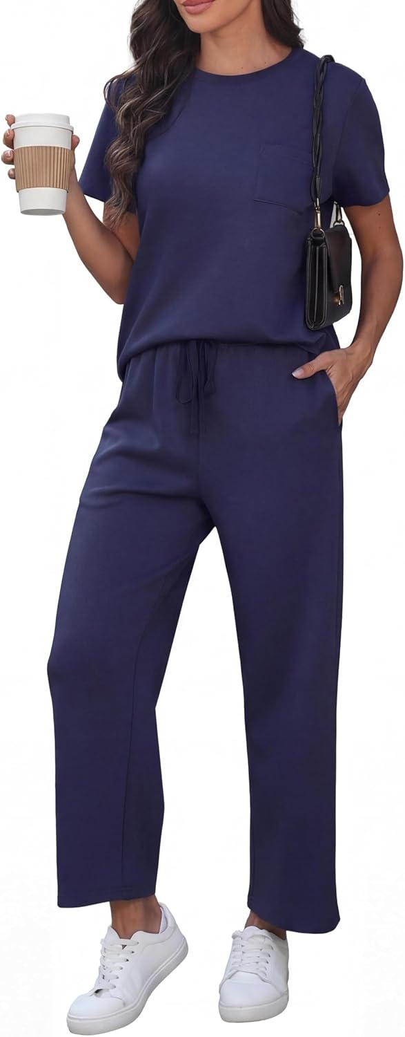 Detalle de GRECERELLE Airport Two Piece Travel Outfits Set for Women – Lightweight, Wrinkle-Resistant Travelwear