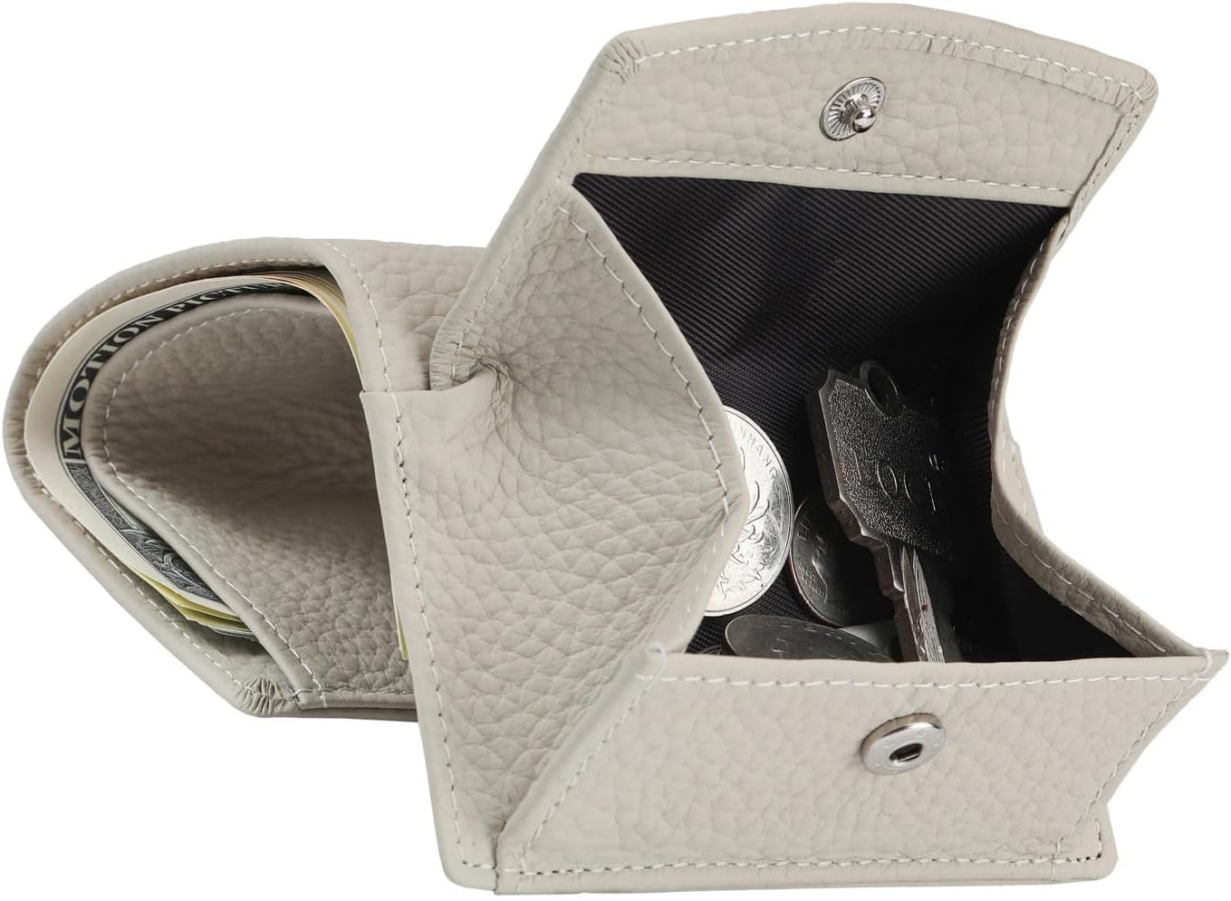 Detalle de Karmiir Portafoglio RFID piccolo in pelle per donna – tre ante, portamonete e tasca contanti
