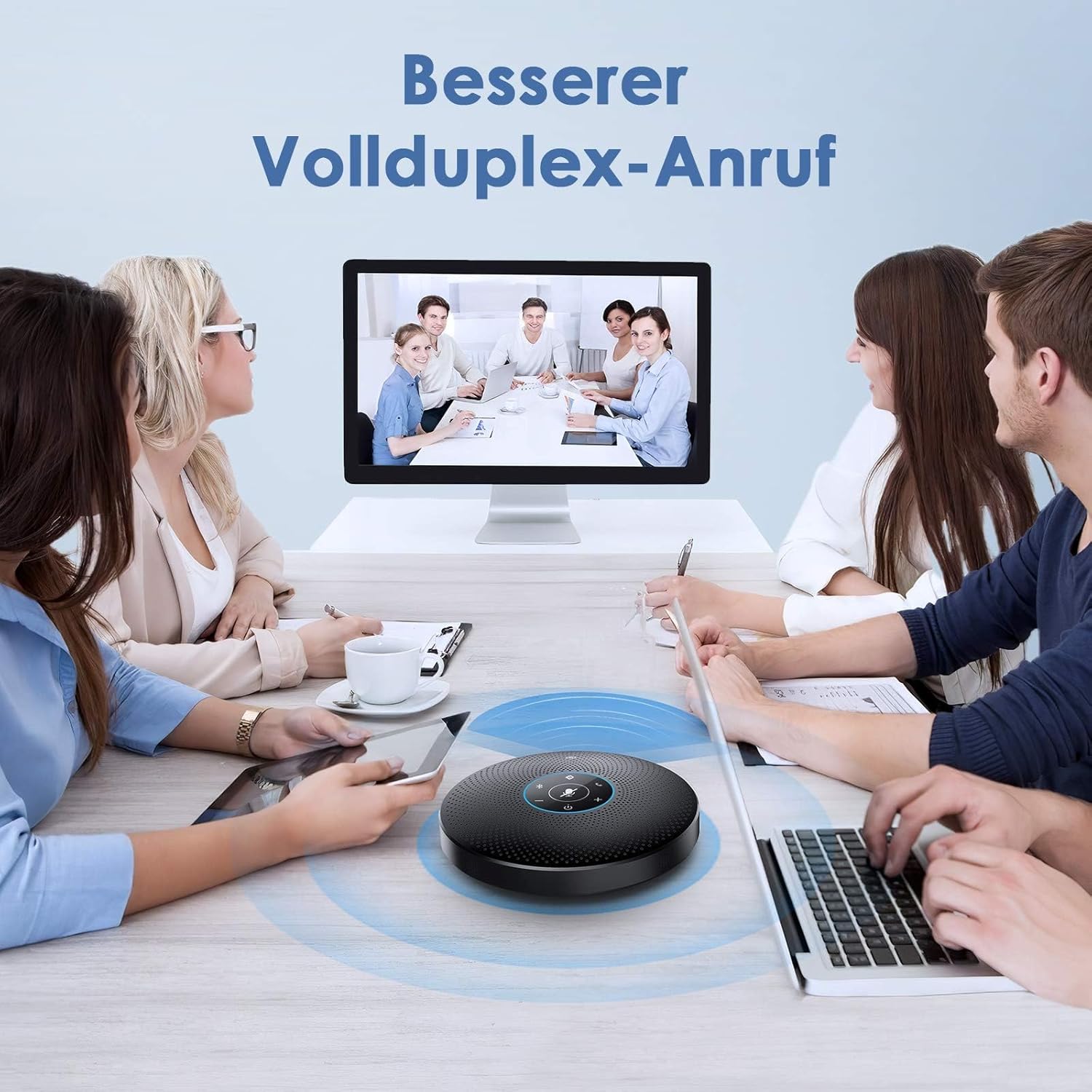 Detalle 2 de EMEET Bluetooth Konferenzlautsprecher M2 Max – USB Freisprecheinrichtung mit 4 Richtmikrofonen für Teams & Zoom