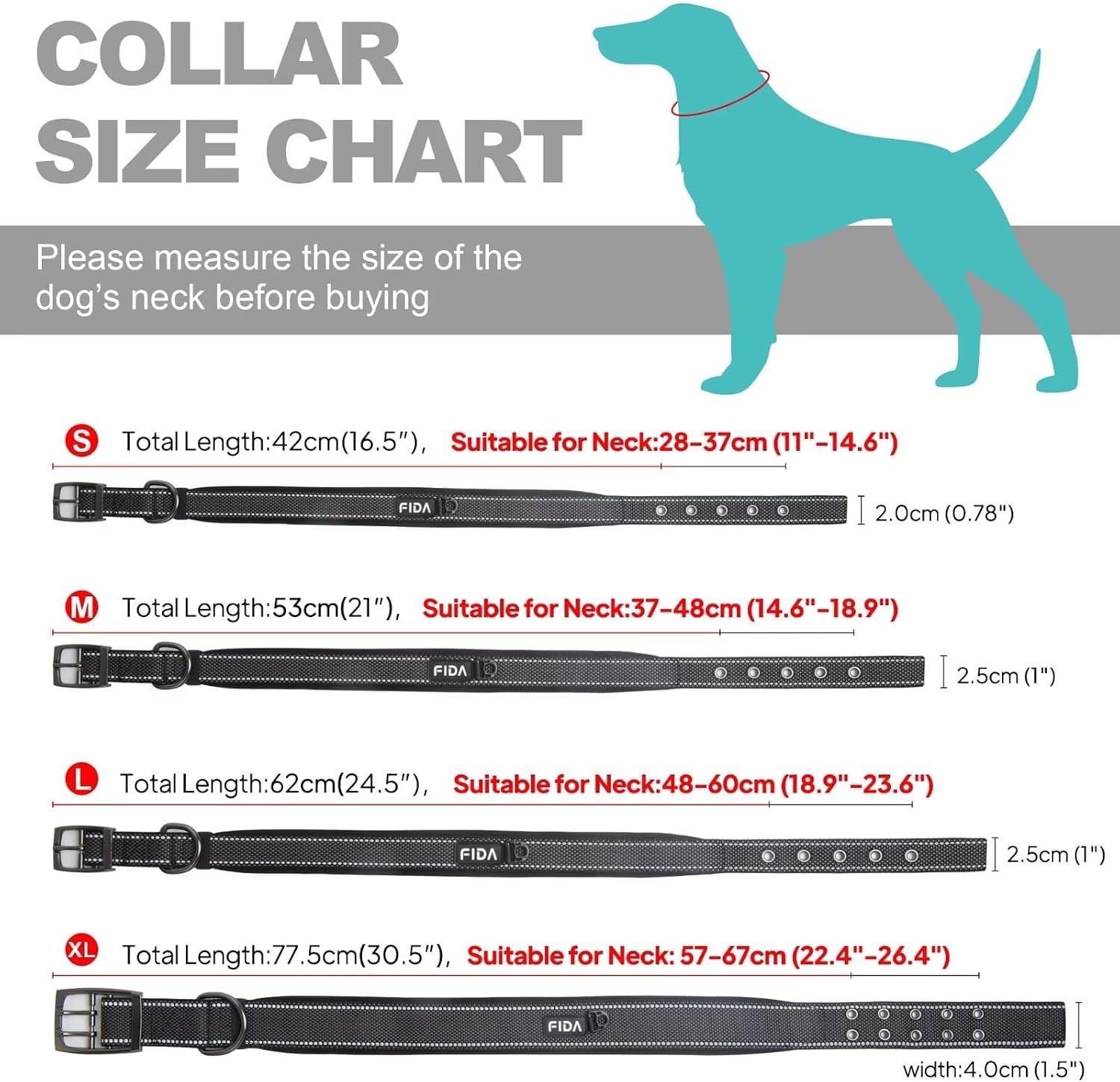 Thumbnail 4 de Fida Padded Dog Collar Heavy Duty, Medium