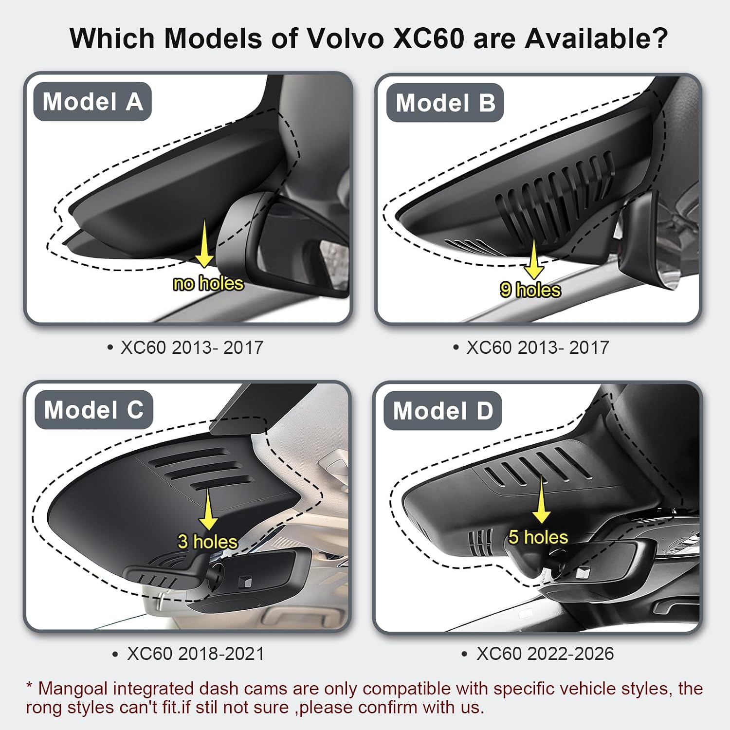 Thumbnail 1 de Mangoal Front 4K & Rear 1080P Dash Cam for XC60 2018–2021 (Model C) with OEM Look