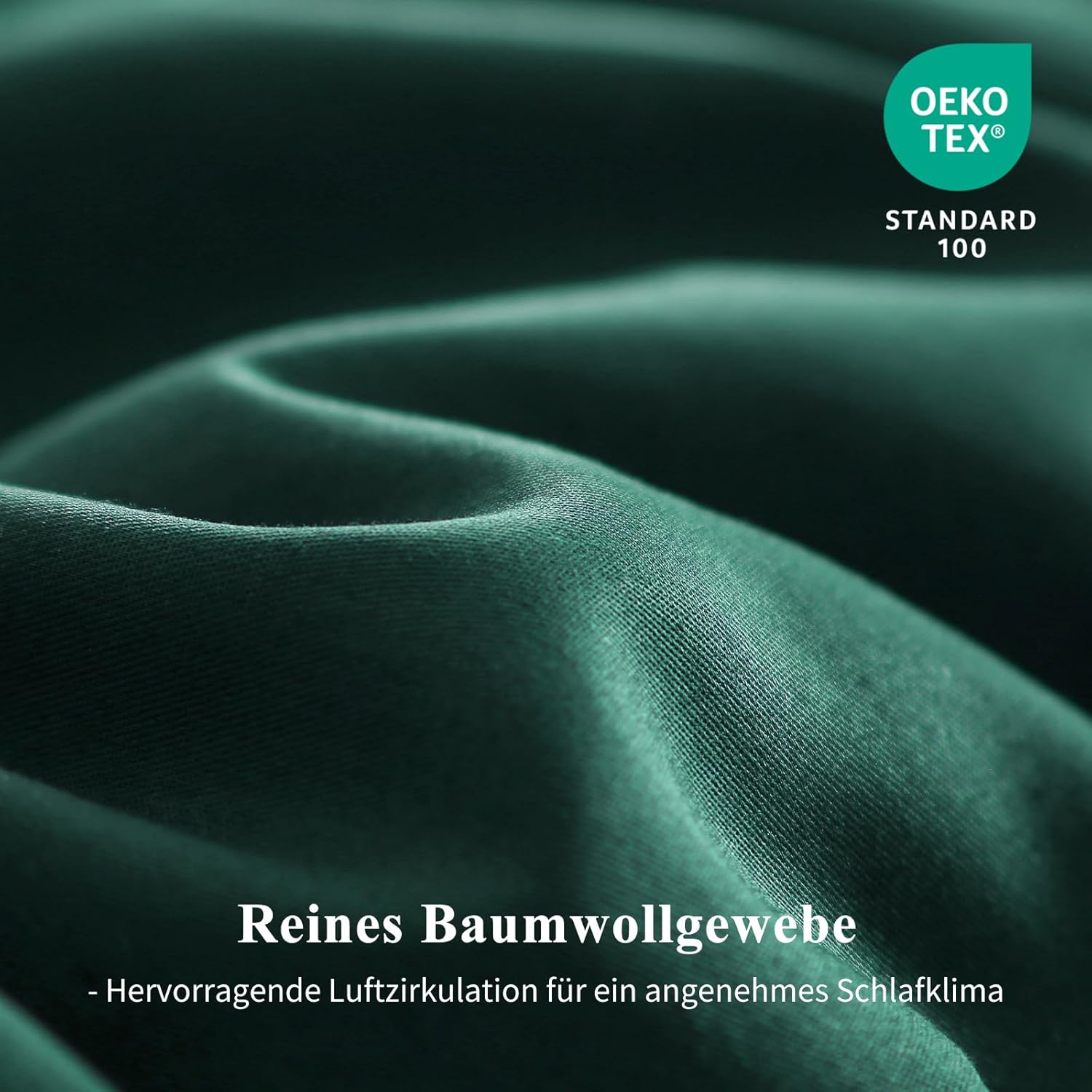 Thumbnail 4 de Aisbo Bettwäsche 155x220 Baumwolle Dunkelgrün – Set mit Reißverschluss, OEKO-TEX