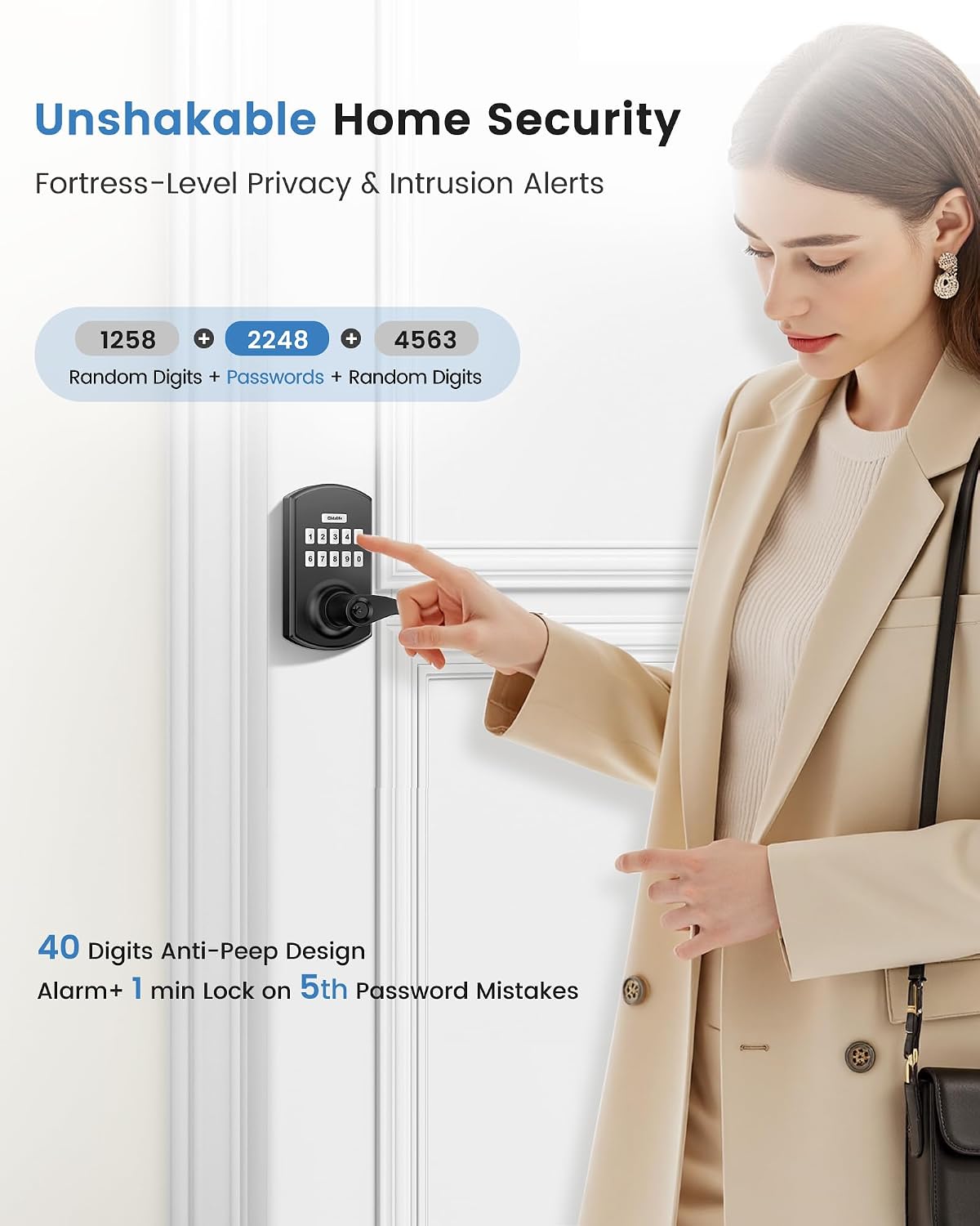 Thumbnail 6 de HIDALIFE HL-300L Keypad Door Lock, 2-Pack with Handle and Anti-Peep Codes