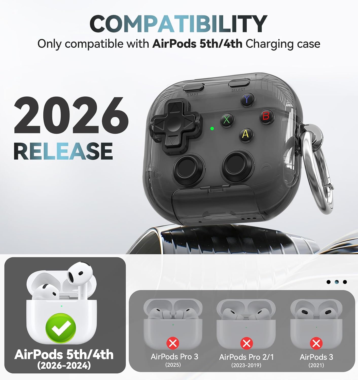 Detalle de Polislime AirPods 4 Case Cover (2024) with Safety Lock, Pressable Button, and Built-in Phone Stand