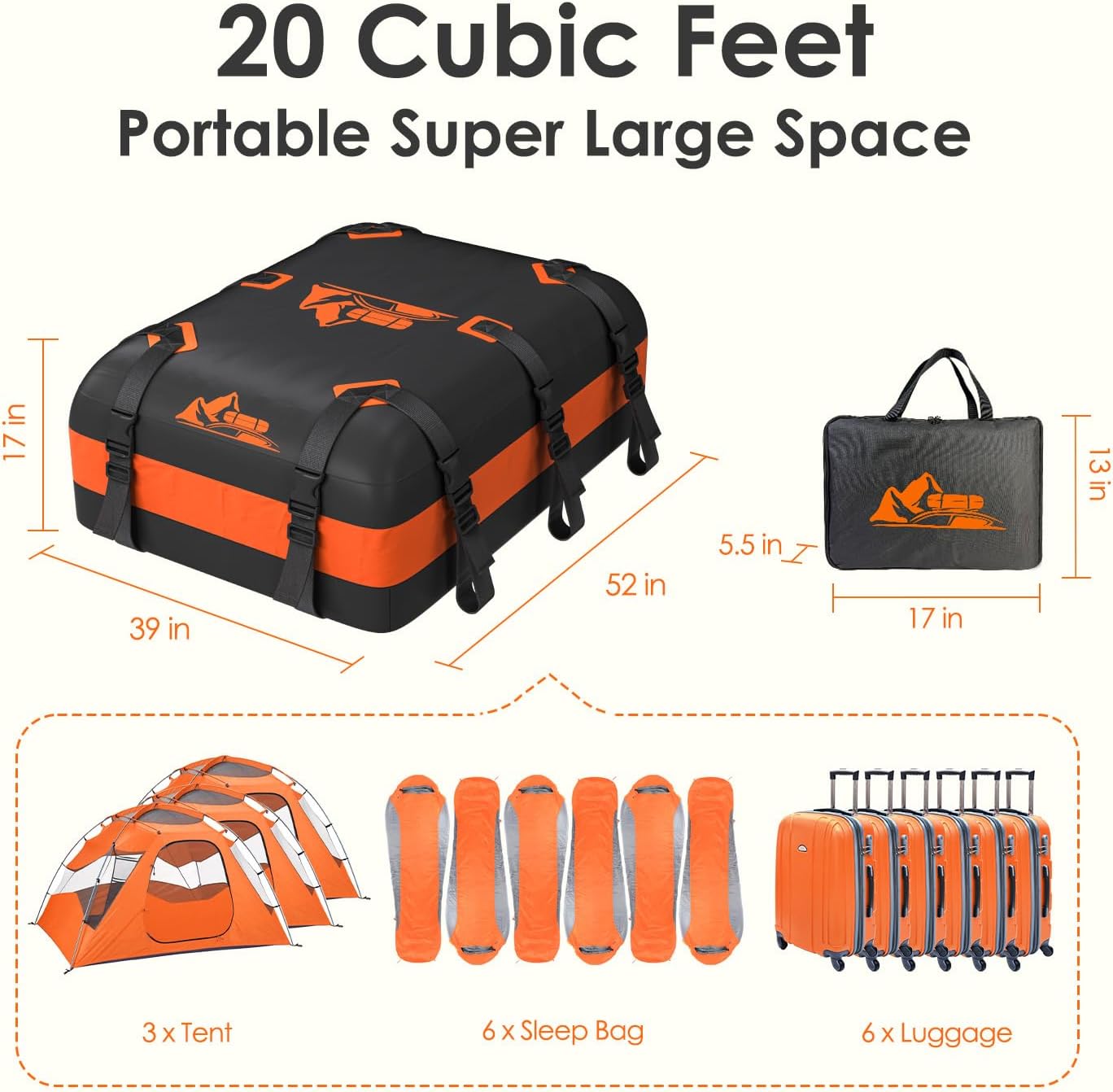 Detalle de BATSUVCER Car Rooftop Cargo Carrier Bag 20 Cubic Feet