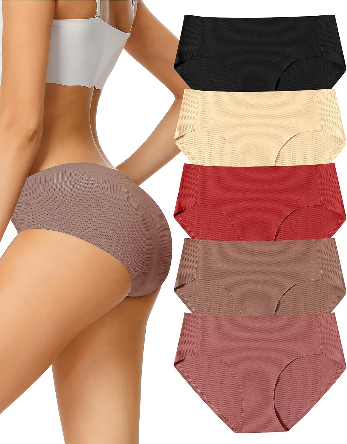 Thumbnail 6 de VOENXE lot de 5 culottes femme sans couture hipster microfibre seamless