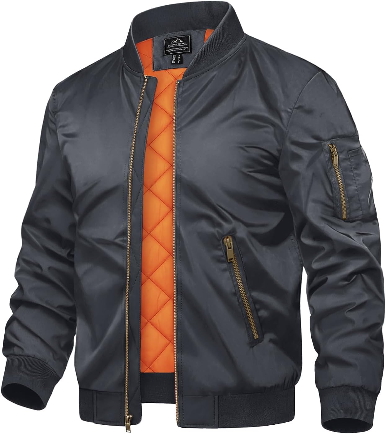 Detalle de TACVASEN Herren Übergangsjacke Bomberjacke mit Reißverschluss 📼