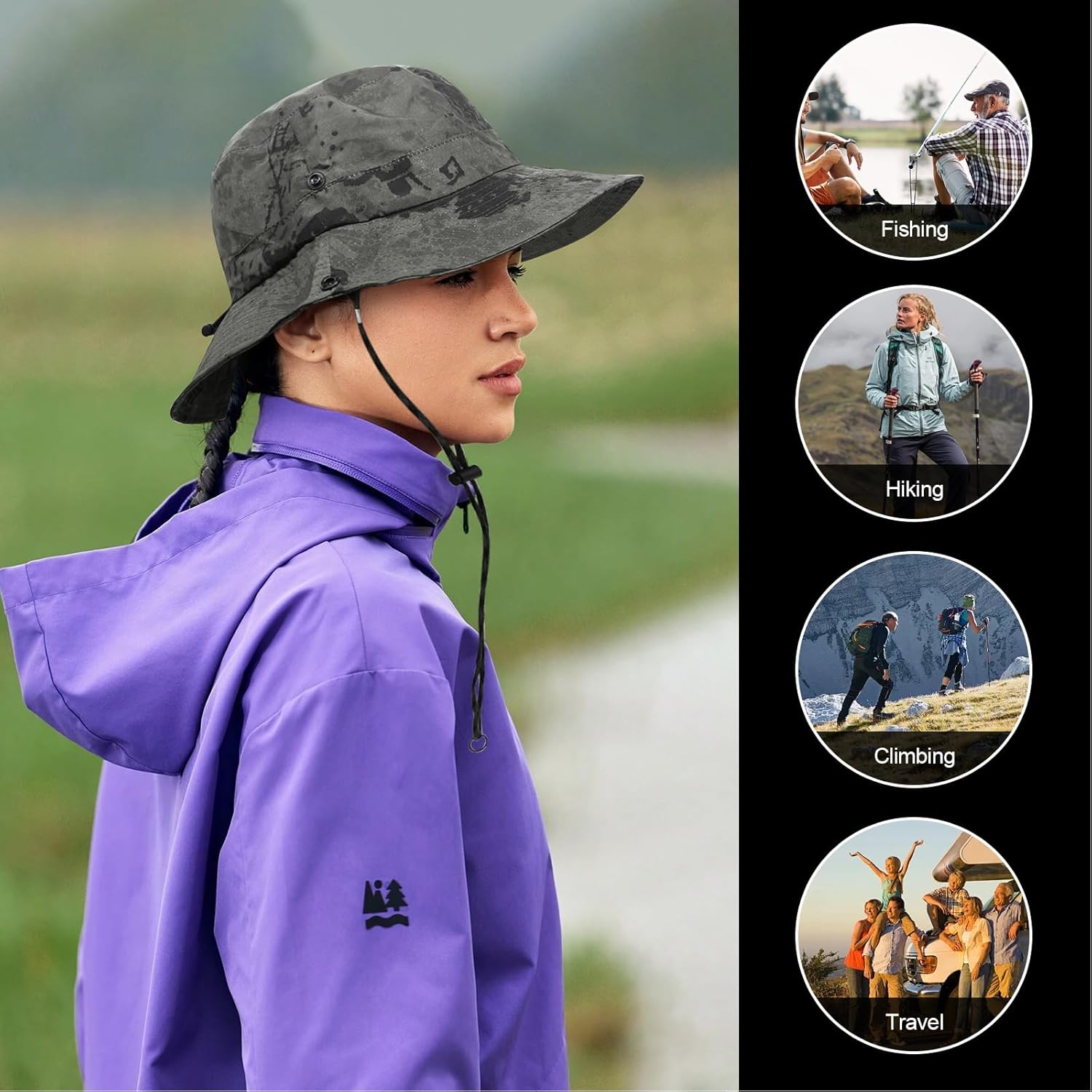 Thumbnail 5 de YAMEIZE Summer UPF50+ Bucket Hat Waterproof – Adjustable Safari Hat for Women & Men