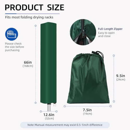 Detalle de Lumora Rotary Washing Line Cover 420D Heavy Duty Waterproof (168x16x16cm) in Green