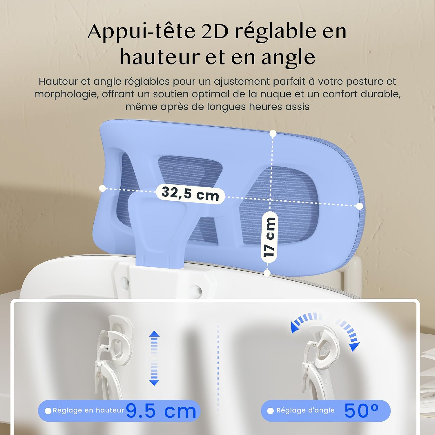 Thumbnail 5 de FLEXISPOT OC3 Lite Chaise de bureau ergonomique avec dossier en maille et soutien lombaire en C