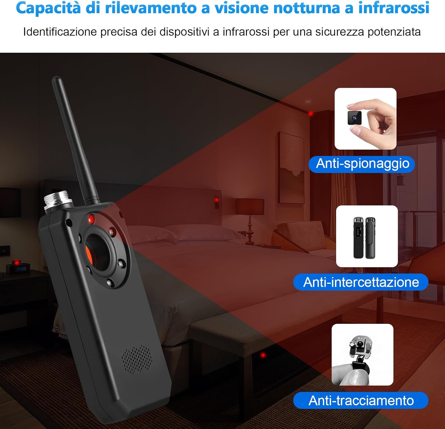 Thumbnail 6 de Diseleri Rilevatore Microspie Senza Fili 6 in 1: telecamere nascoste, GPS, RF e GSM