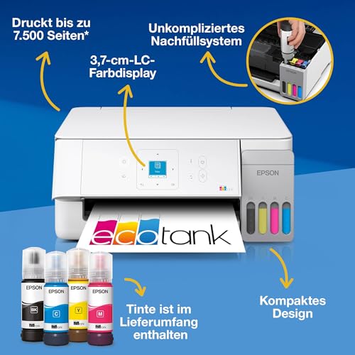 Detalle 2 de Epson EcoTank ET-2926 – Kompakt, zuverlässig und sparsam bei vielbeschäftigten Haushalten