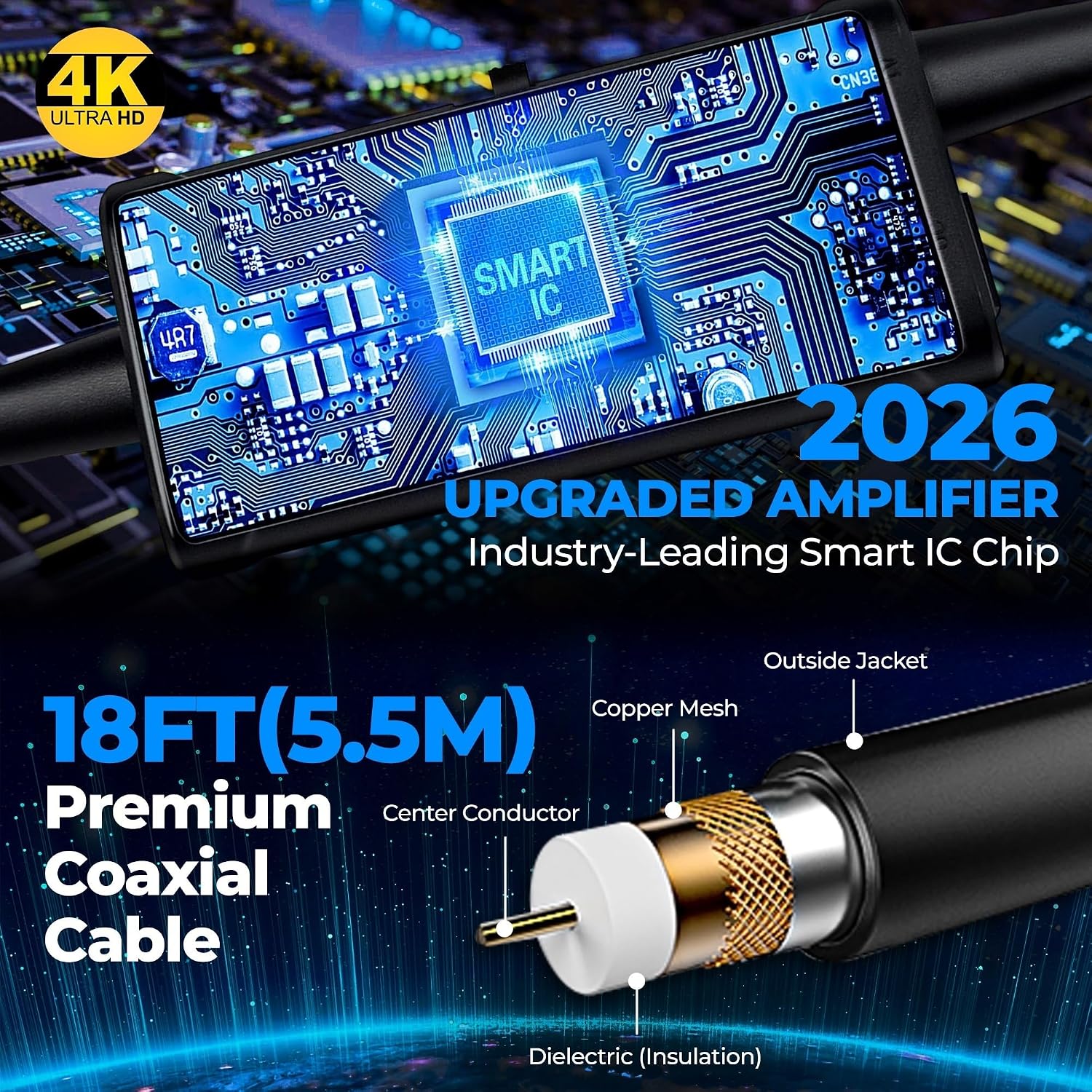 Thumbnail 4 de 2026 Indoor TV Aerial 18ft cable, amplified