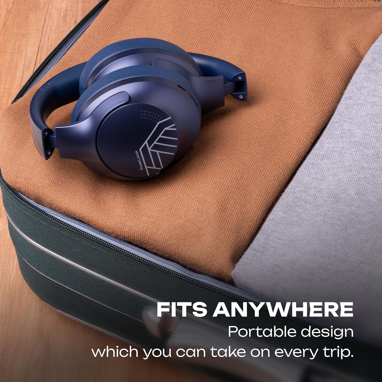 Thumbnail 6 de PowerLocus Bluetooth Headphones Over Ear (Blue) – 50 Hours Playtime, 4 EQ Modes, Foldable & Wired Option