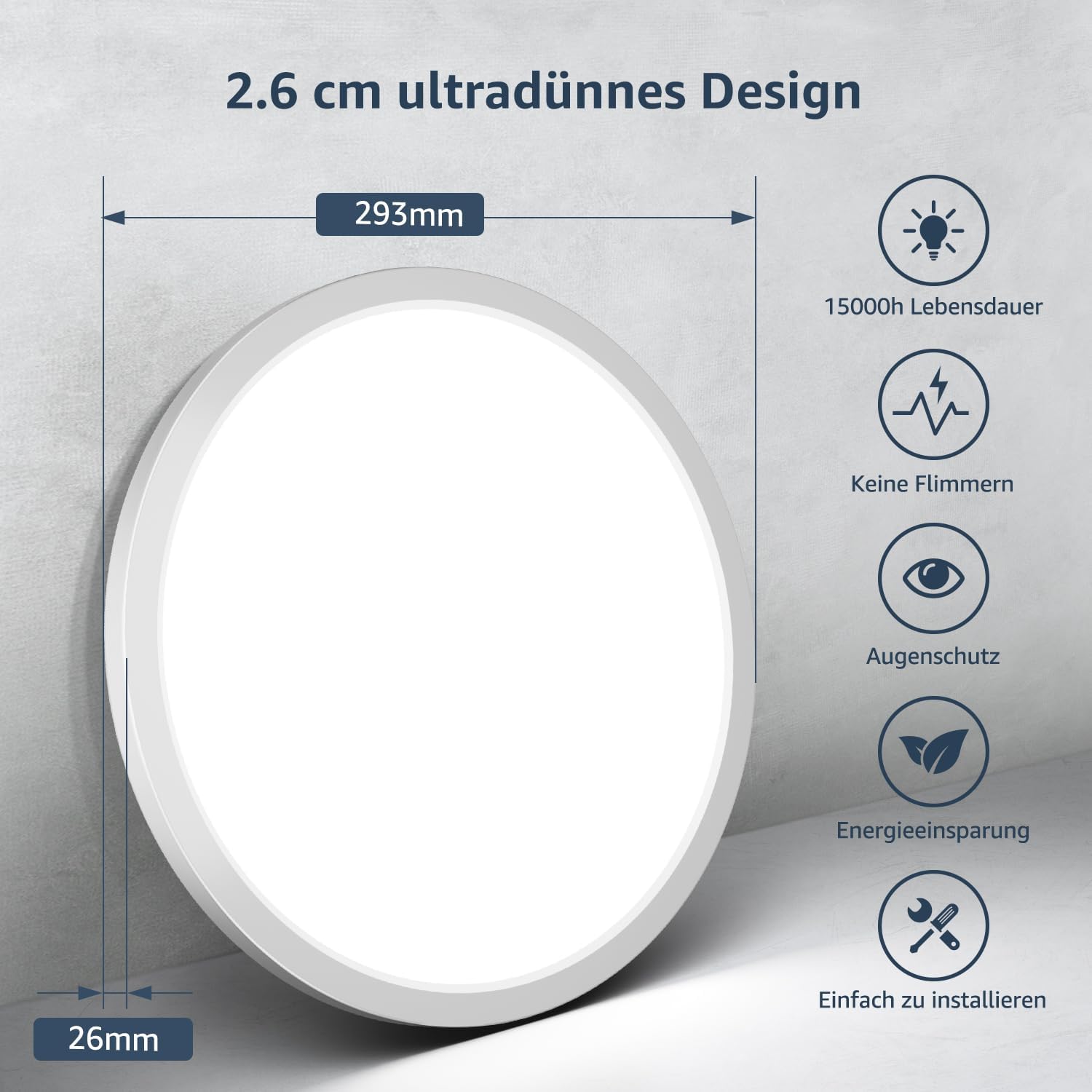 Thumbnail 3 de Lepro Deckenlampe 24W IP44 – Wasserfeste Deckenleuchte mit 5000K, 2400 lm Ø29,3 cm